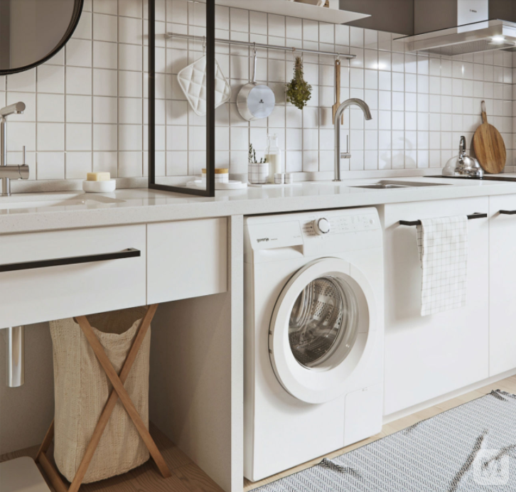 洗手台洗衣机一体柜图欣赏 创意十足的组合设计