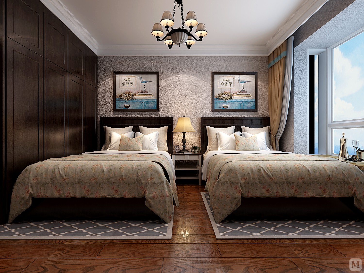 6万90㎡美式二房装修金汇翰玉城90平美式风格-红星美凯龙家装效果图