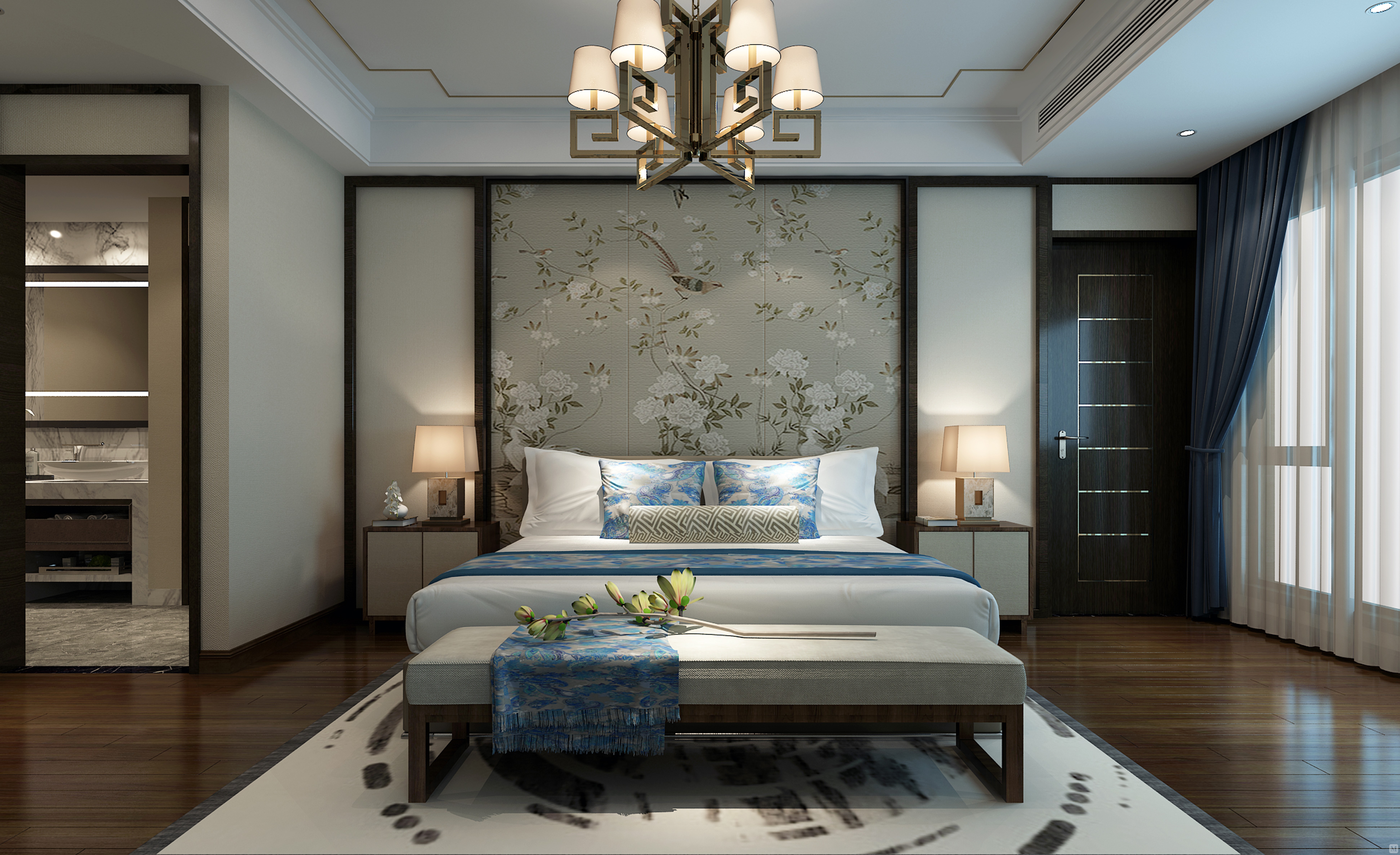 47.4万230㎡中式四房装修青龙湾 现代中式 别墅-红星美凯龙家装效果图