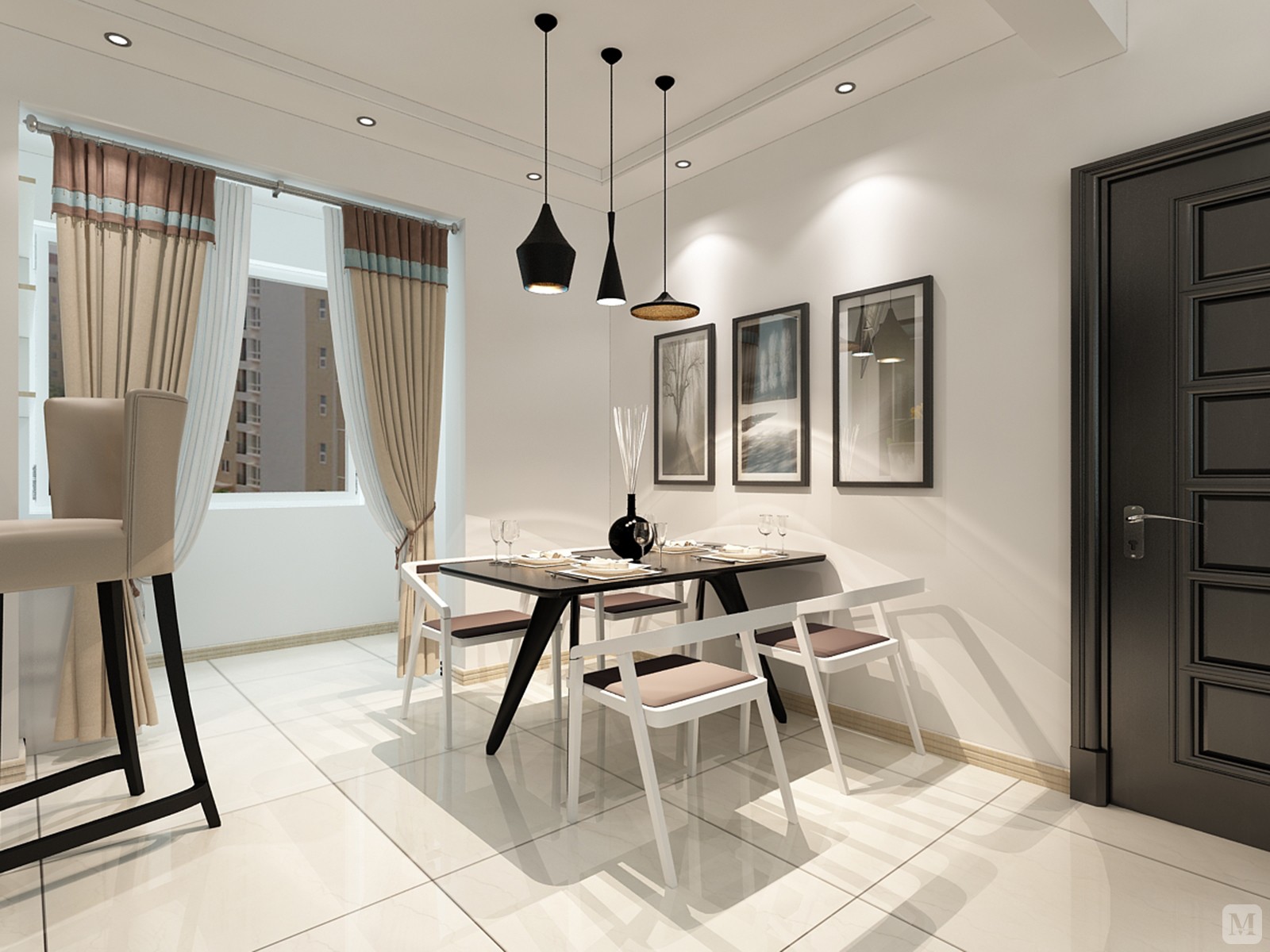 方案是围绕现代简约为主题,适合于30岁左右的三口之家居住,再加上中式