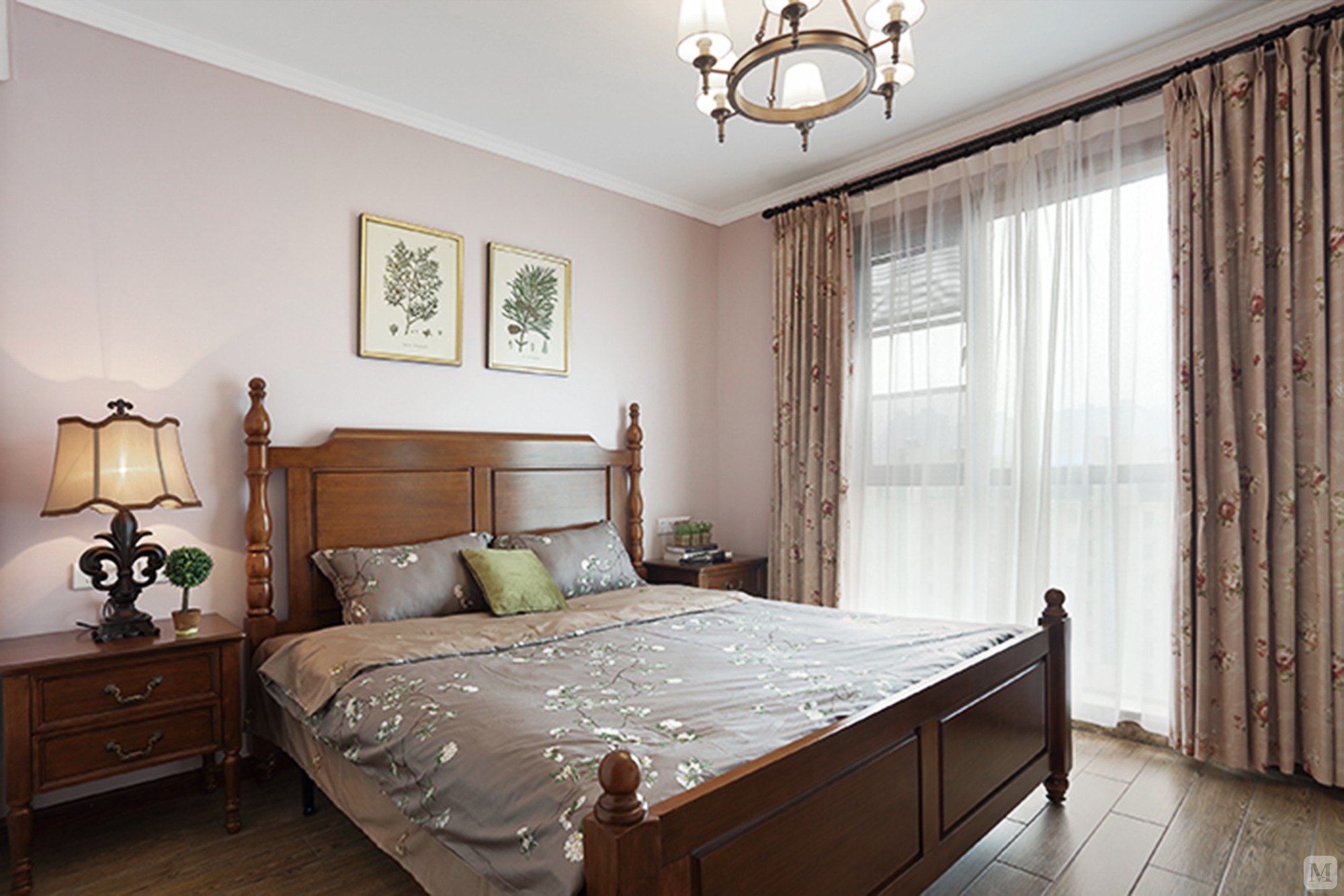 美式卧室窗帘装修效果图