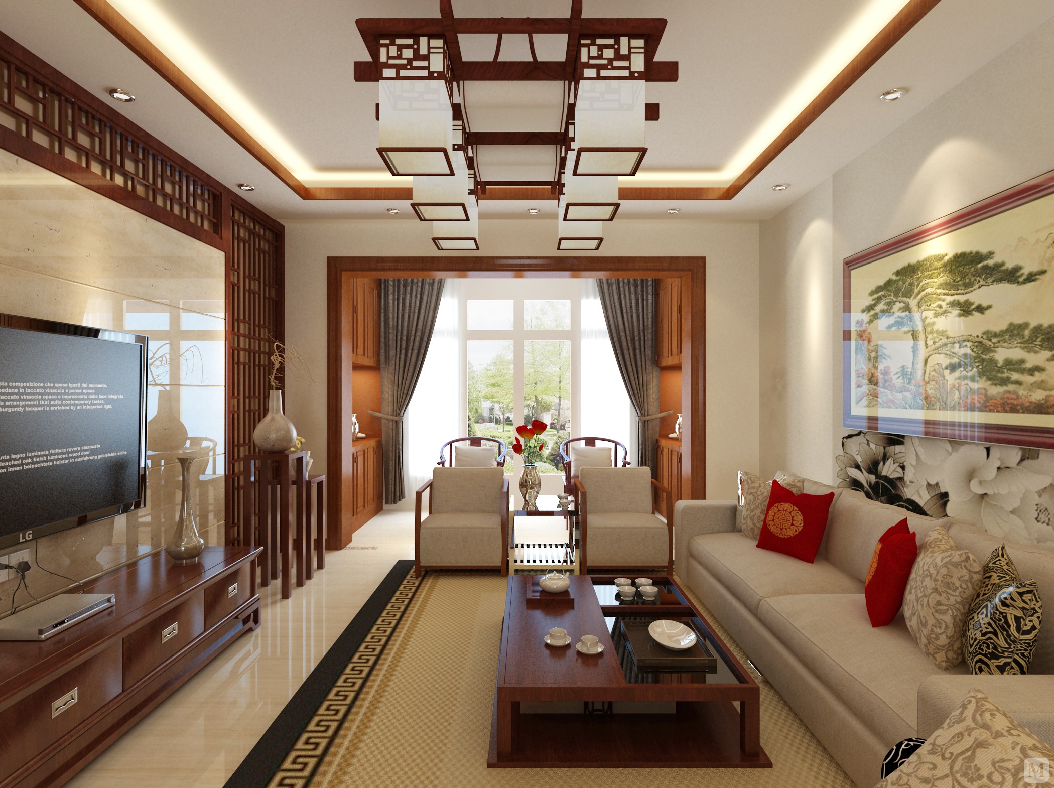 中国传统的室内设计融合了庄重与优雅双重气质,中式风格以宫廷建筑为