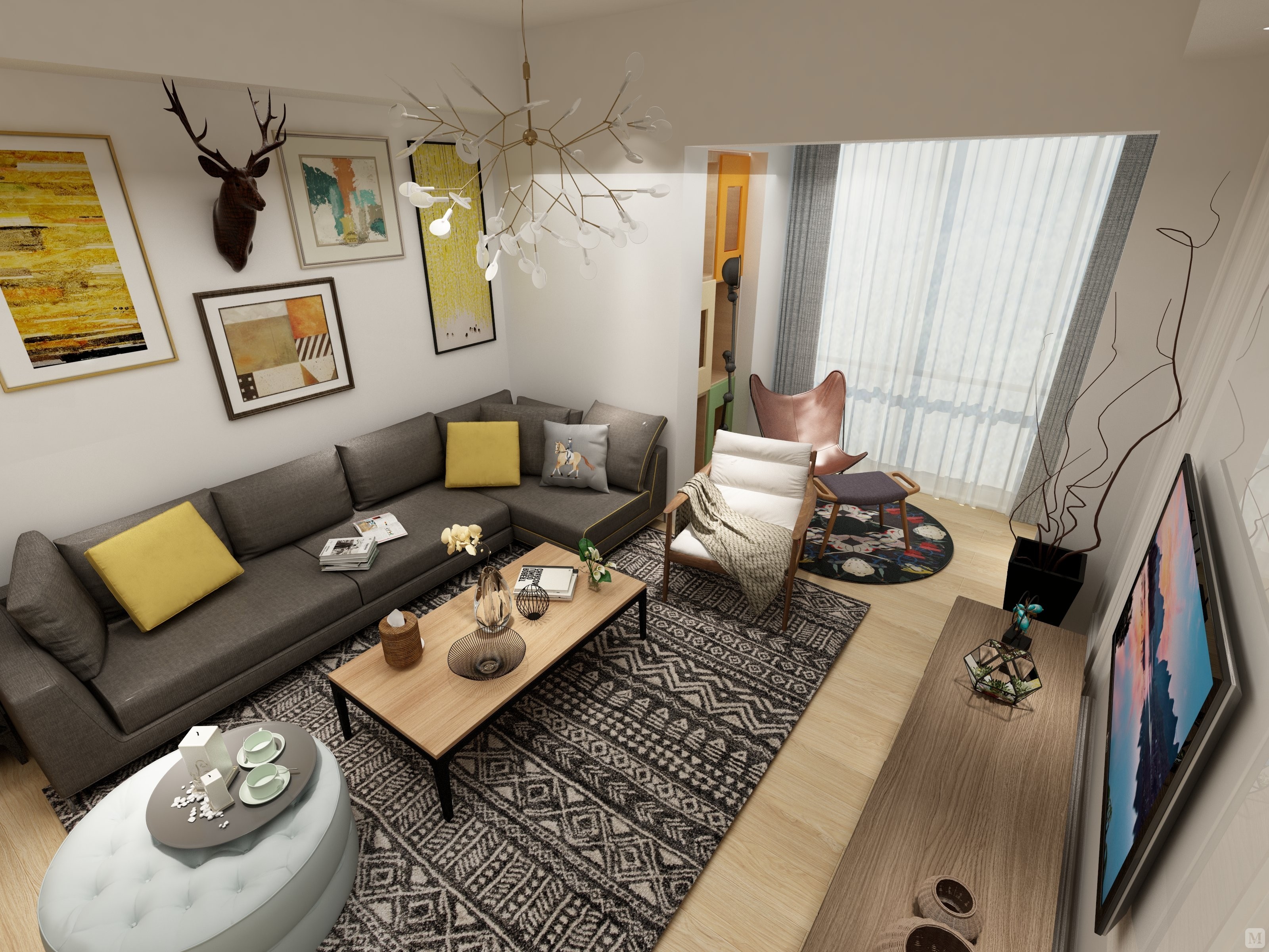 7万97㎡简约三房装修东湖国际居家设计-红星美凯龙家装效果图