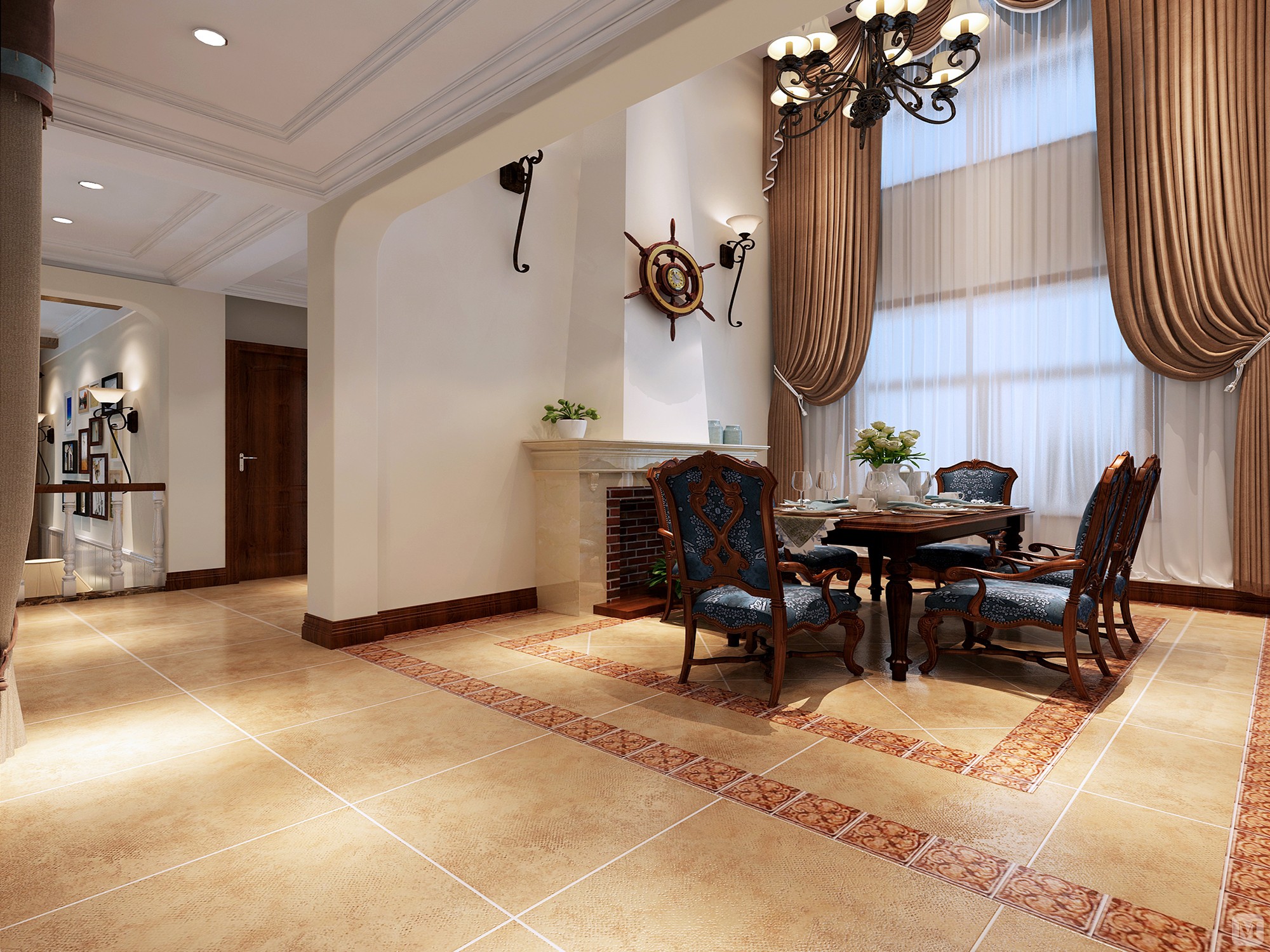 居室色彩主调为白色,家具为古典弯腿式,家具,门,窗漆成白色,擅用各种