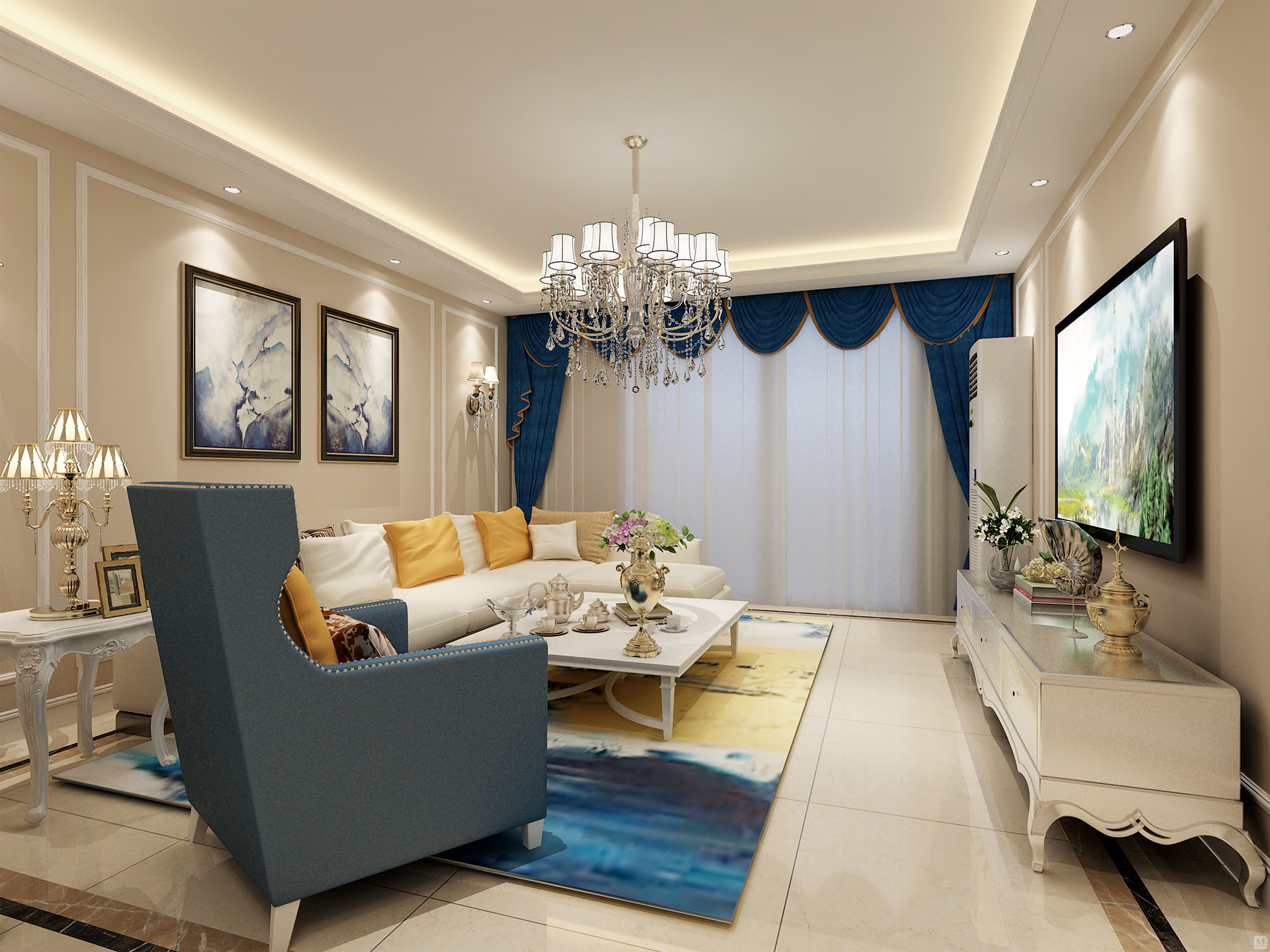 8万125㎡简欧三房装修娄会 天泽苑 125平米