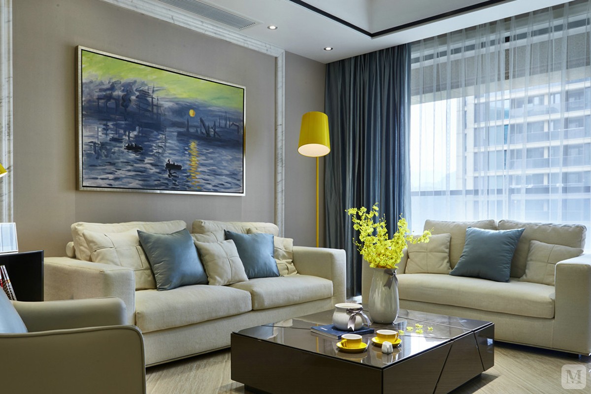 0万130㎡简欧三房装修东岸尚景效果图设计