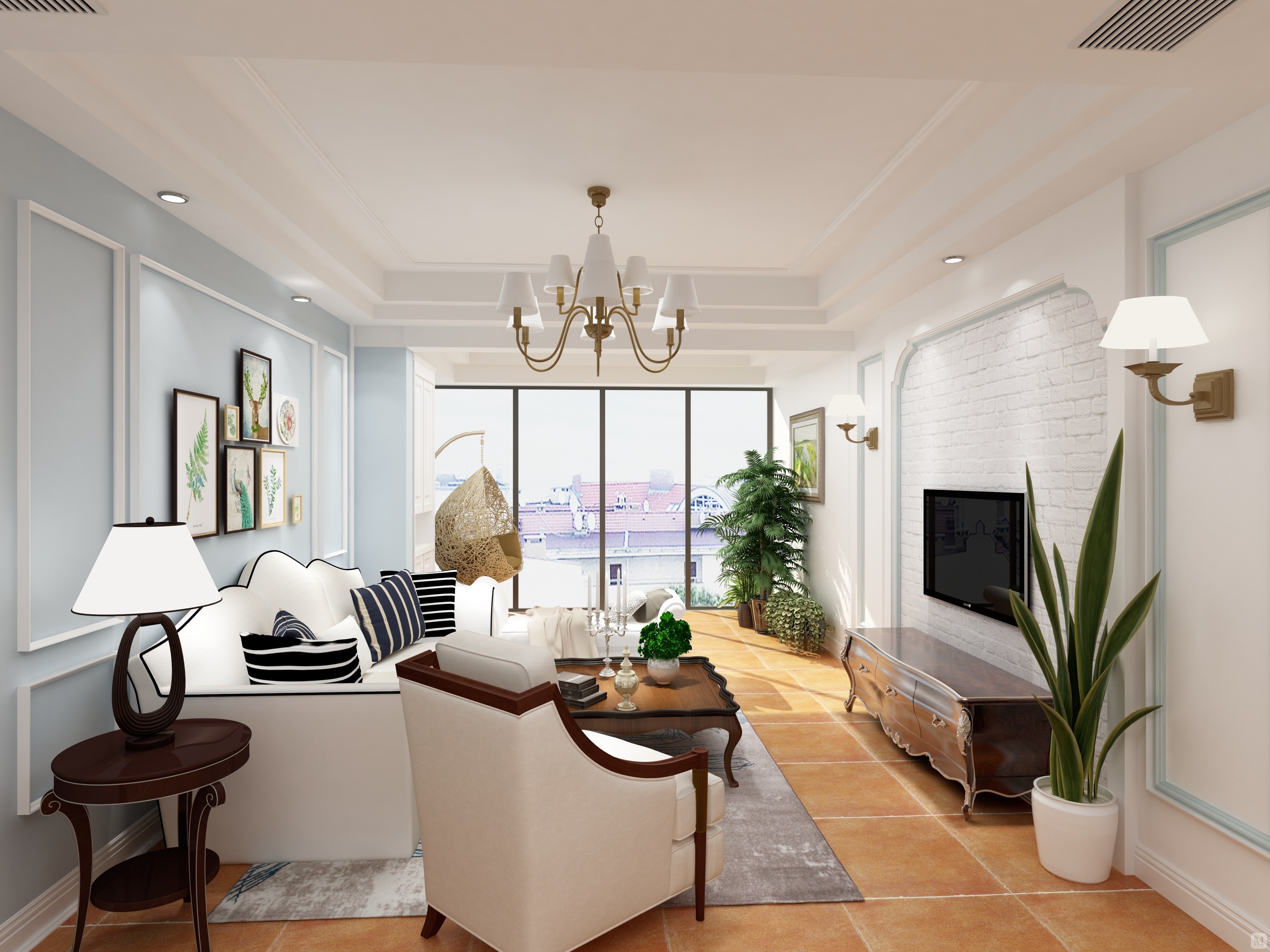 2万113㎡美式三房装修裸色——假日时光