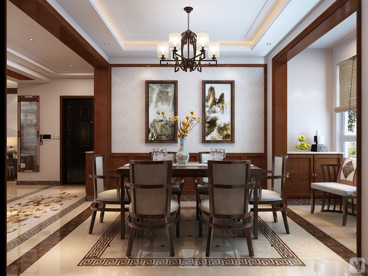 中式餐厅背景墙装修效果图