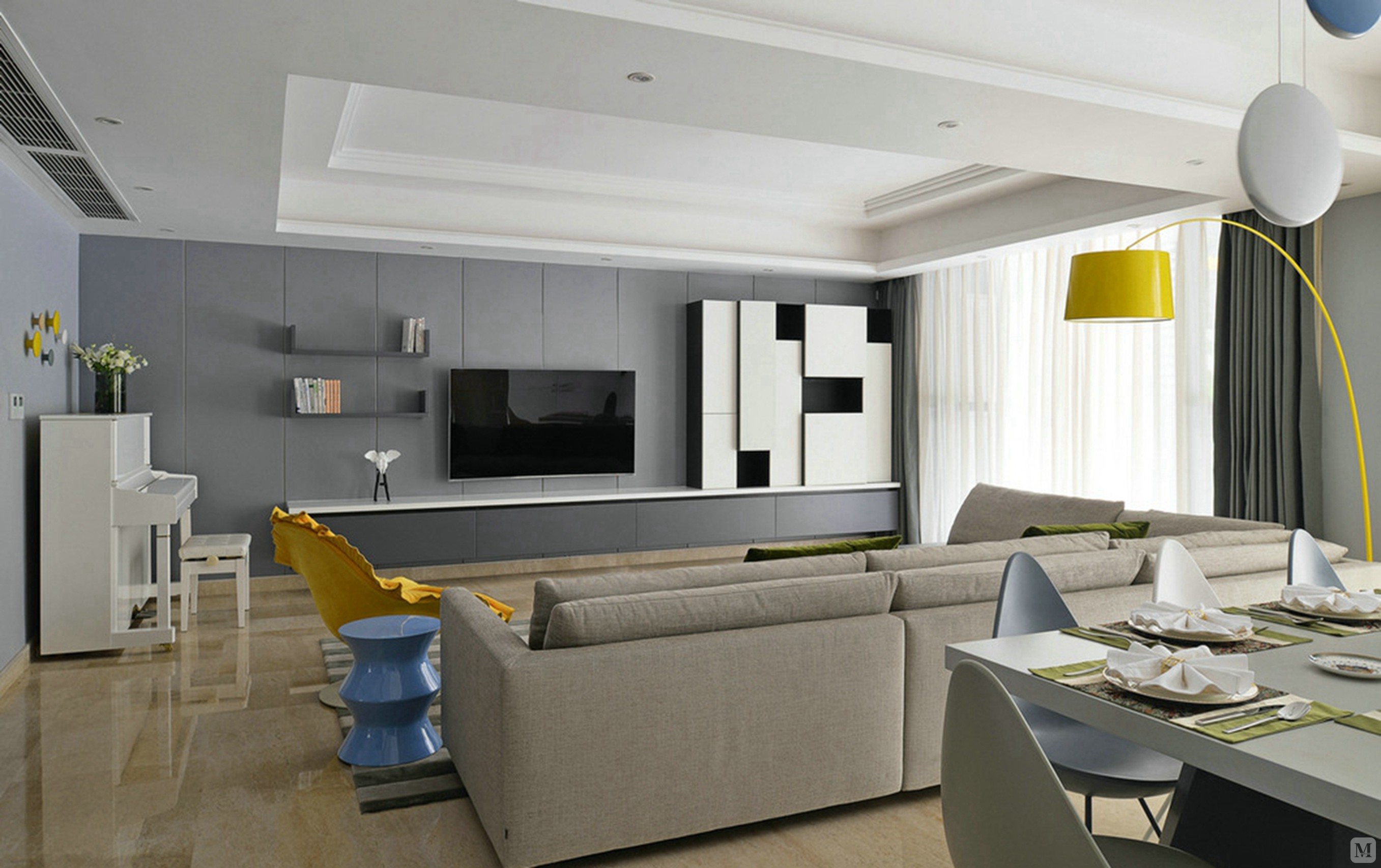 空间中所有物体的组合都会具有很强的形式美感,这主要体现在点,线,面