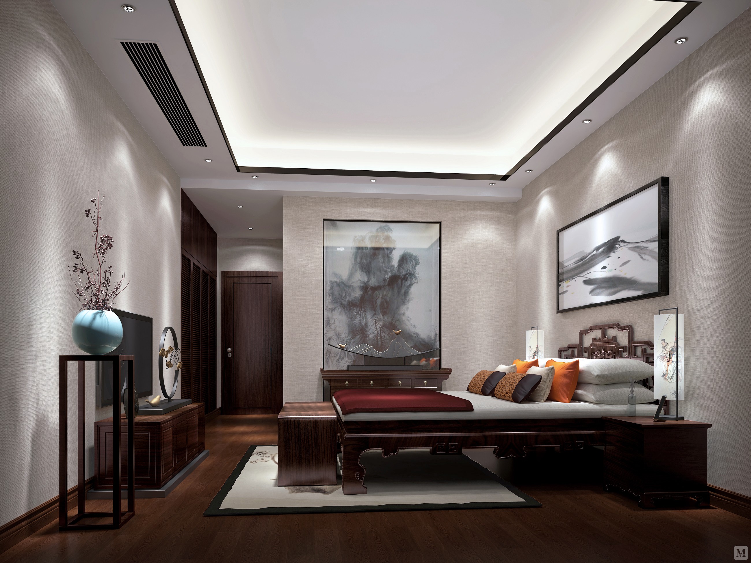 43.8万212㎡中式四房装修君临海域名园-中式风格