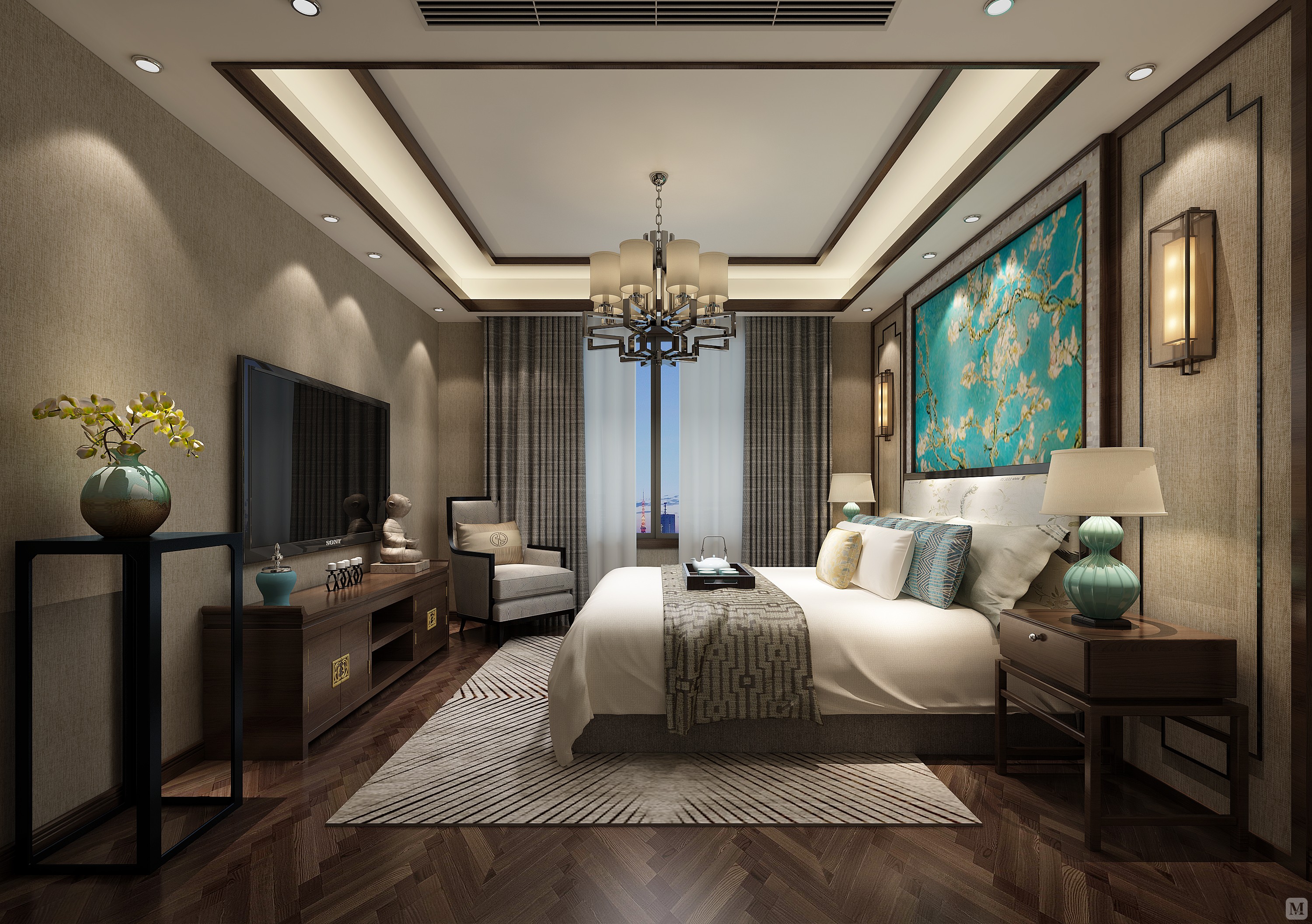 7万130㎡新古典三房装修西水东(130平)新中式