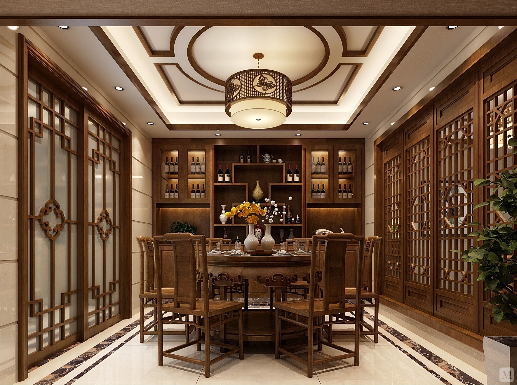 中式风格是以宫廷建筑为代表的中国古典建筑的室内装饰设计艺术风格