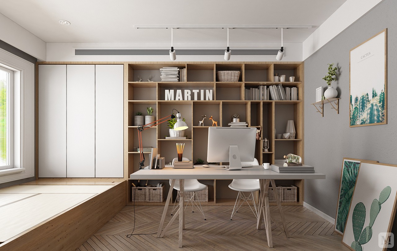 简约书房书柜装修效果图-红星美凯龙家装效果图