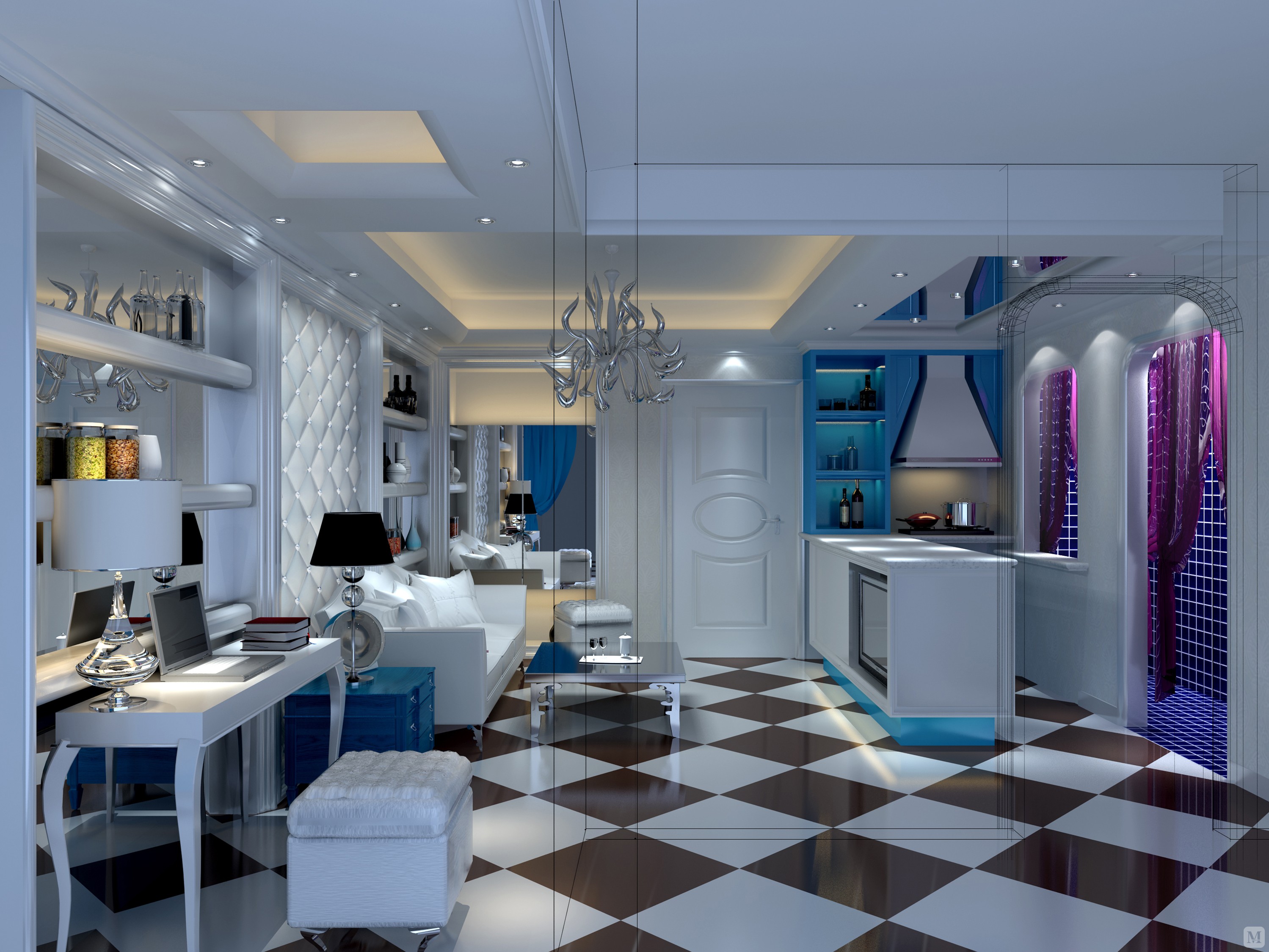 115㎡地中海三房装修首开国风美唐装修设计案例-红星美凯龙家装效果图