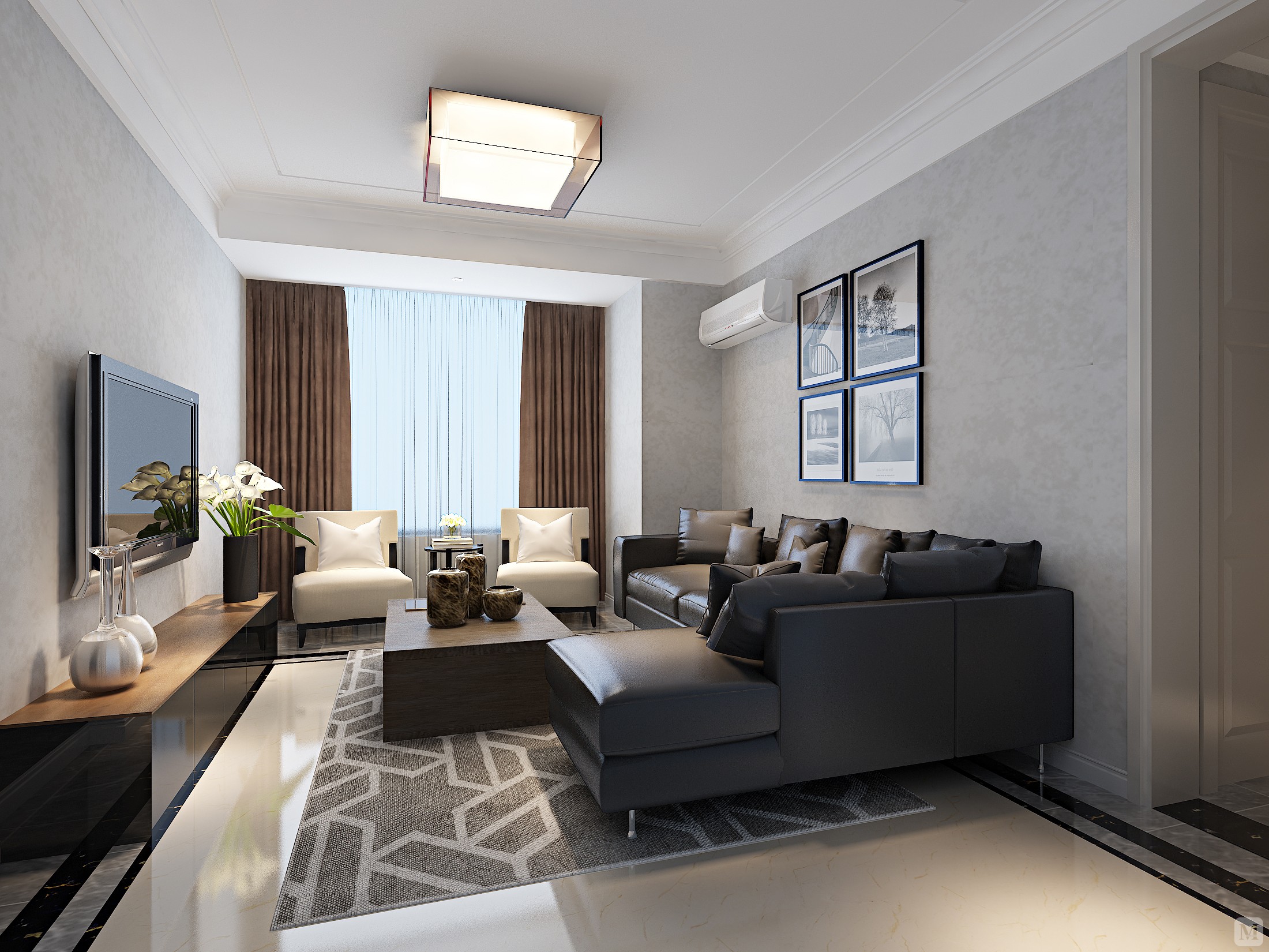 简约客厅窗帘装修效果图-红星美凯龙家装效果图