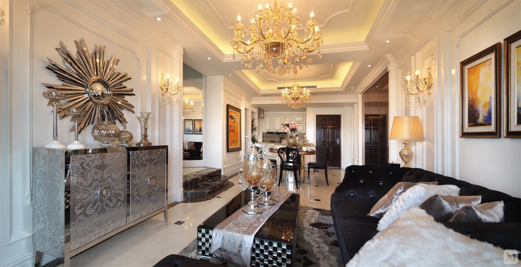 欧式风装修设计里,不内敛,不含蓄,以极致的表现力铺陈欧罗巴元素的