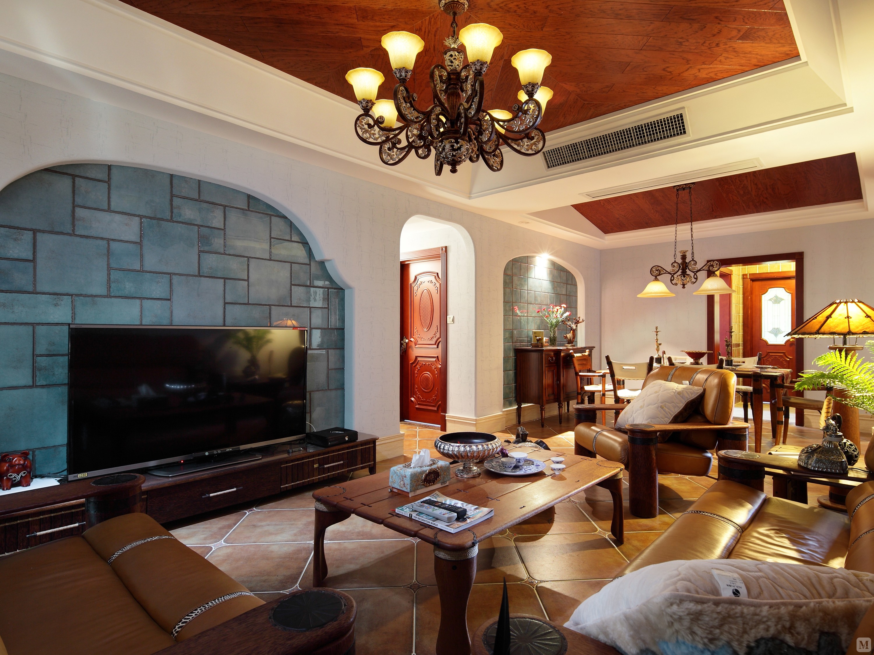 东南亚客厅背景墙装修效果图