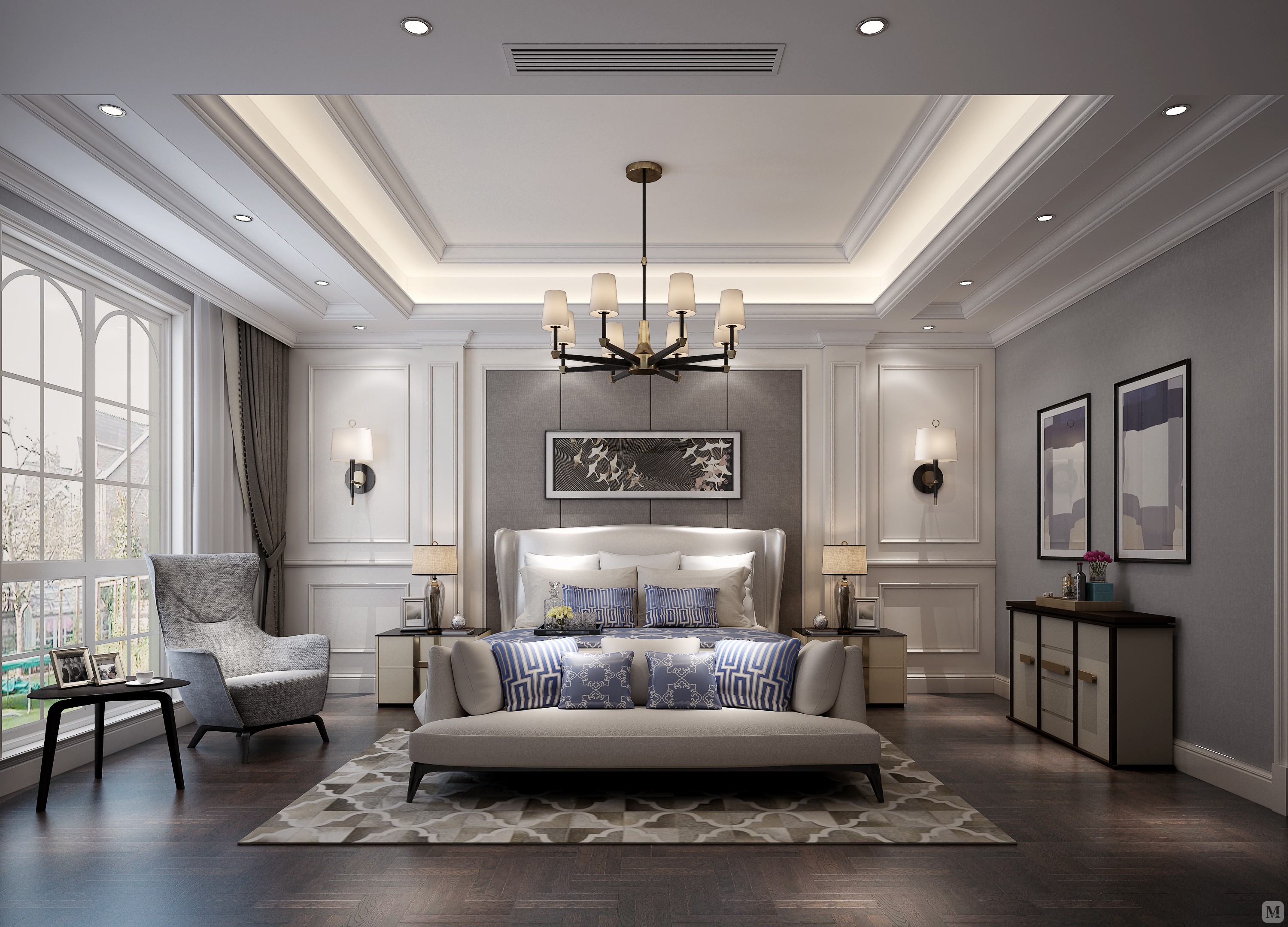 本案案例沿袭古典欧式风格的主元素,又融入了现代的生活元素.