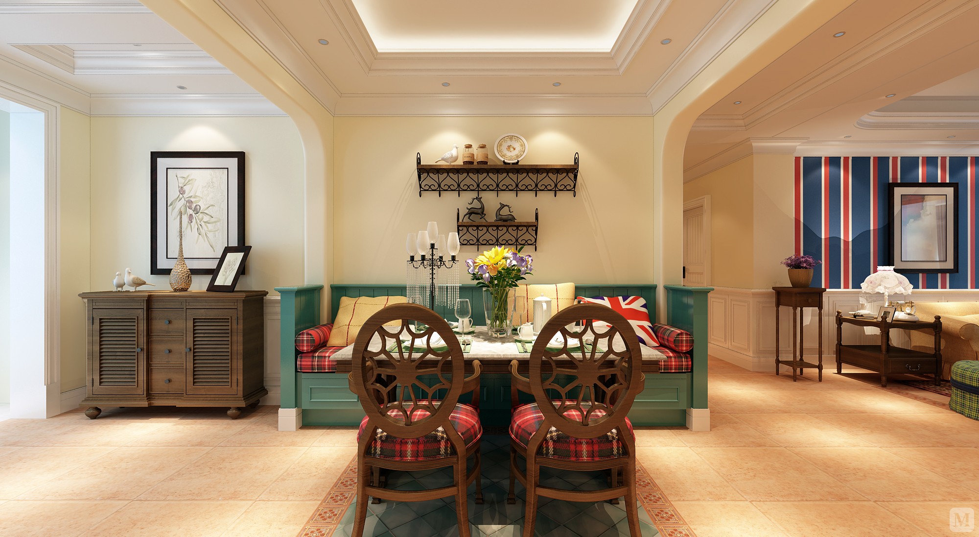 美式餐厅背景墙装修效果图