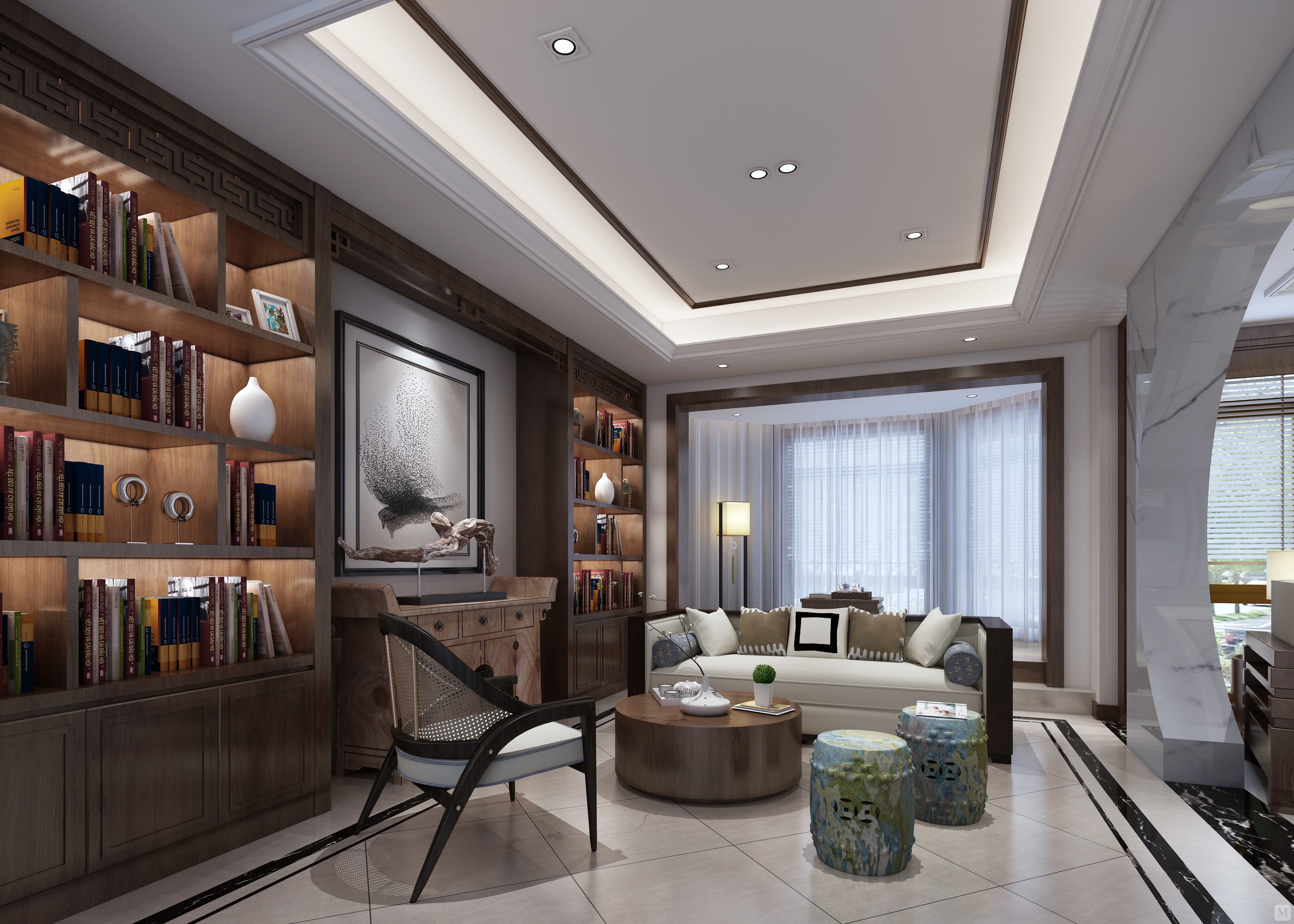 123.8万600㎡中式别墅装修重庆保利高尔夫别墅装修