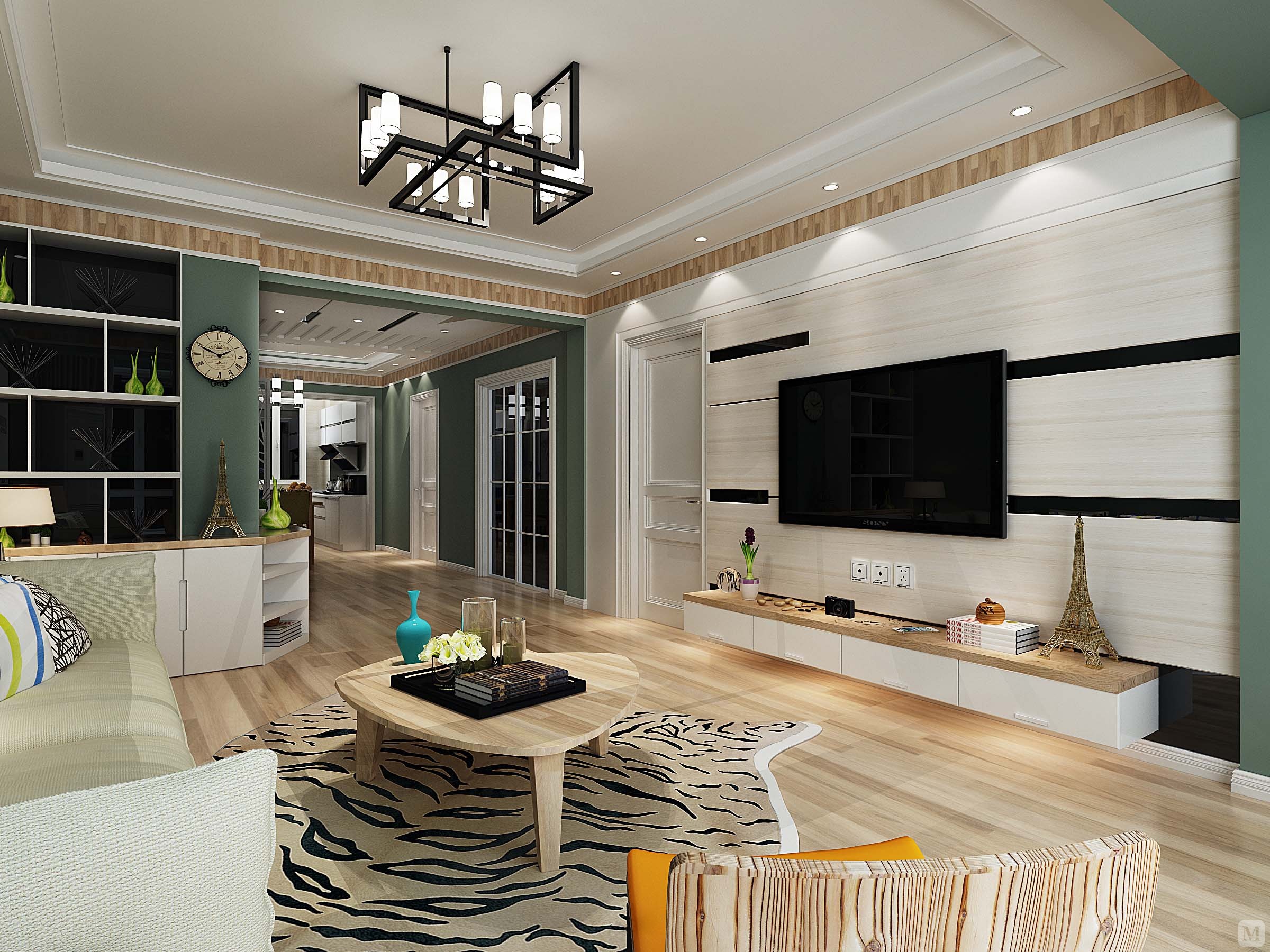 7万125㎡简约三房装修水晶湖郡现代简约-红星美凯龙家装效果图