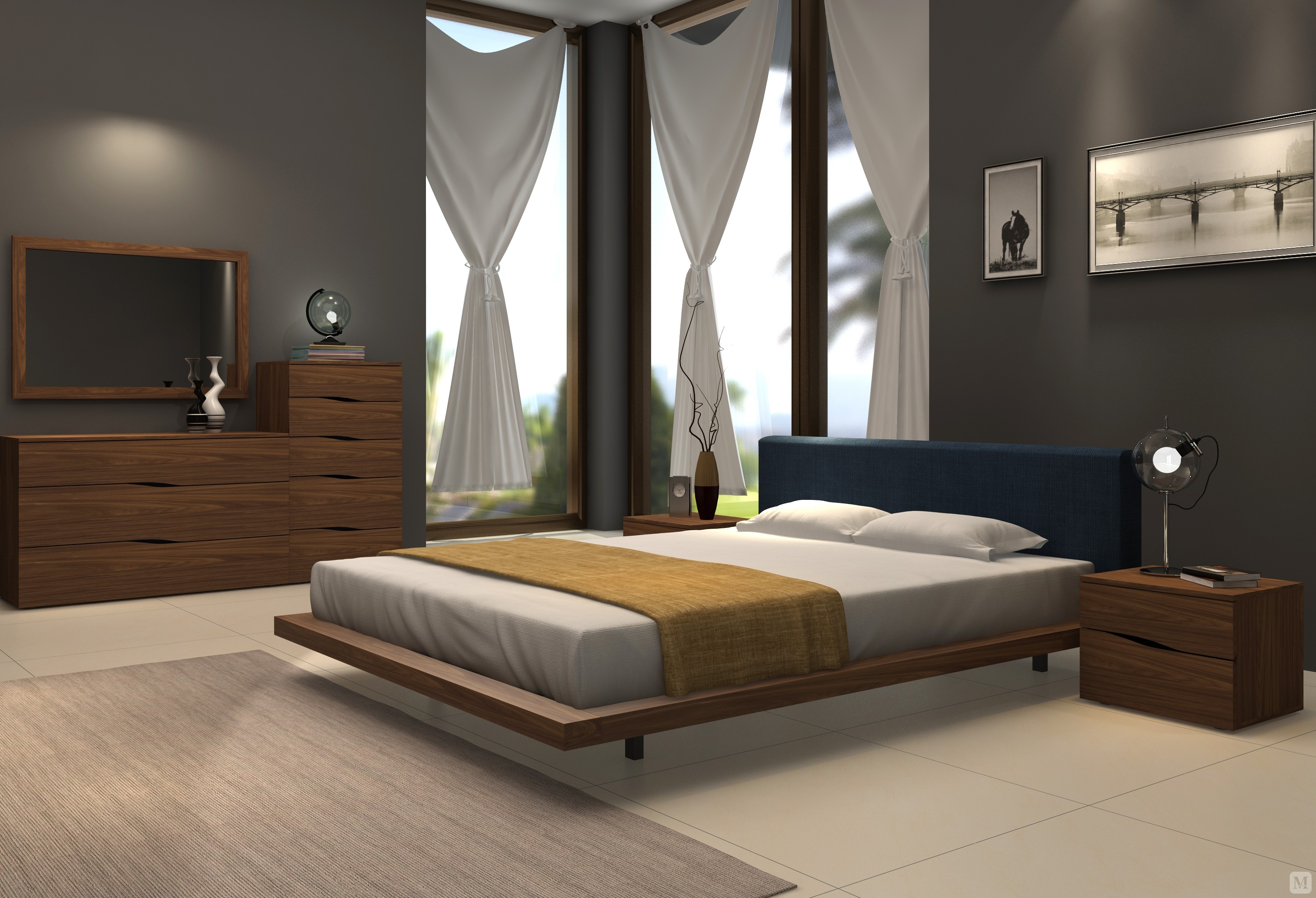 佰达博纳 床 意式极简风格布艺床 moda loft