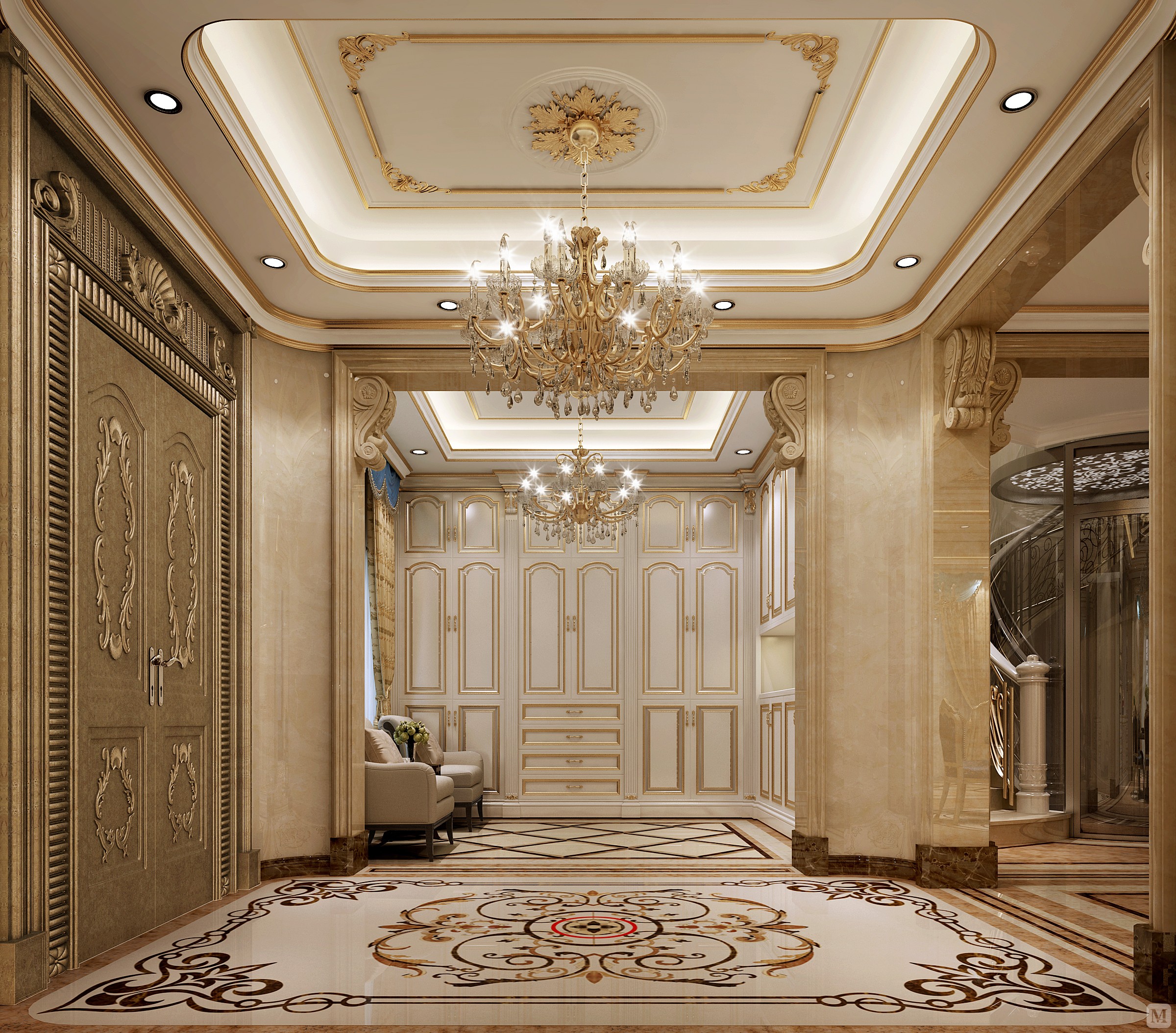 167.3万780㎡简欧别墅装修绿茵山庄欧式