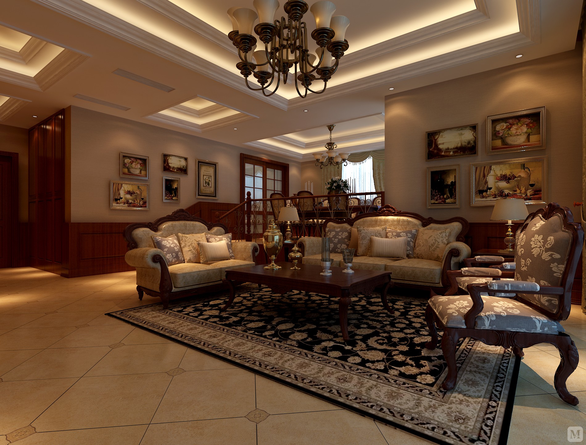 美式客厅沙发装修效果图