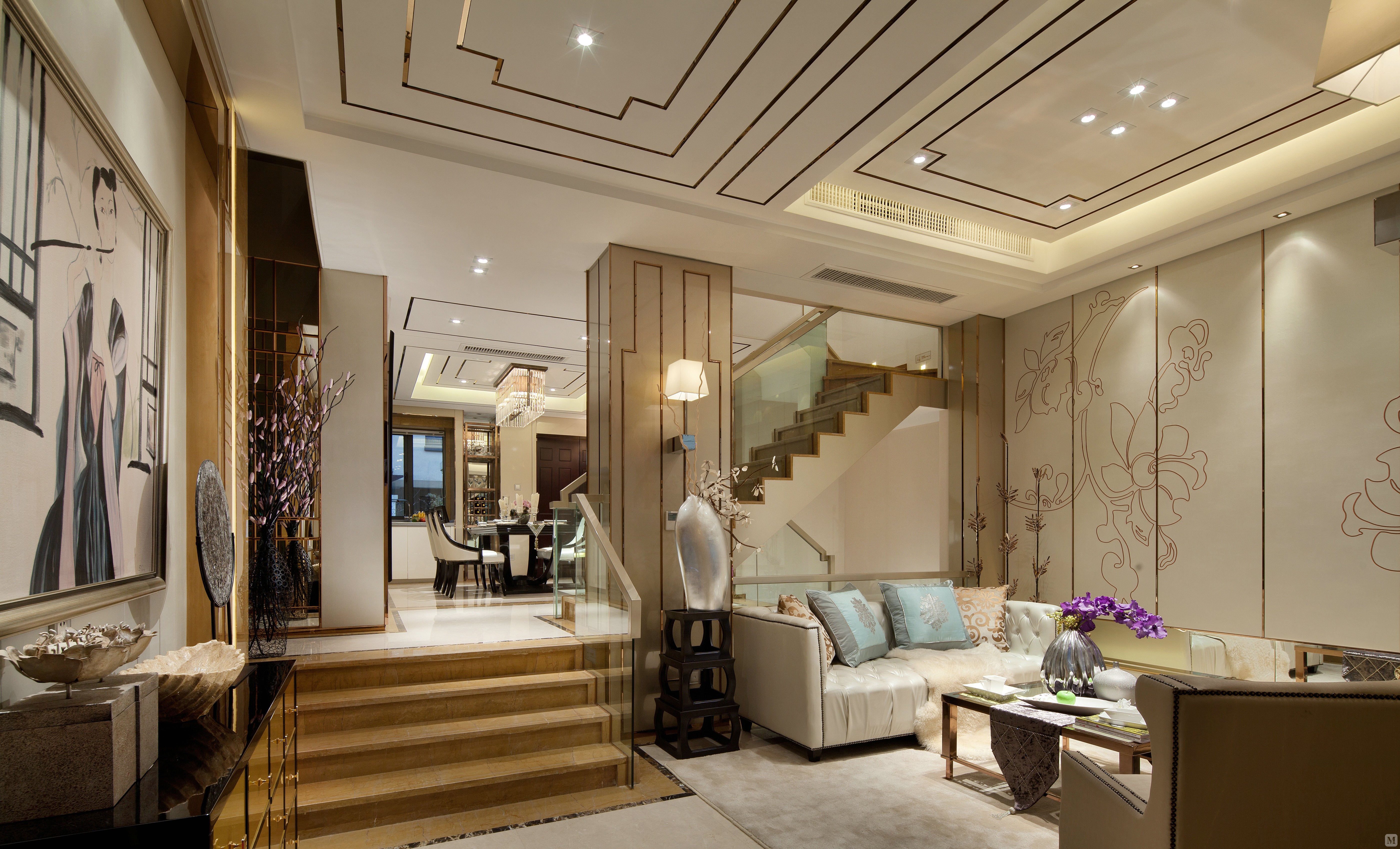 6万286㎡新古典别墅装修印象中式-红星美凯龙家装效果图