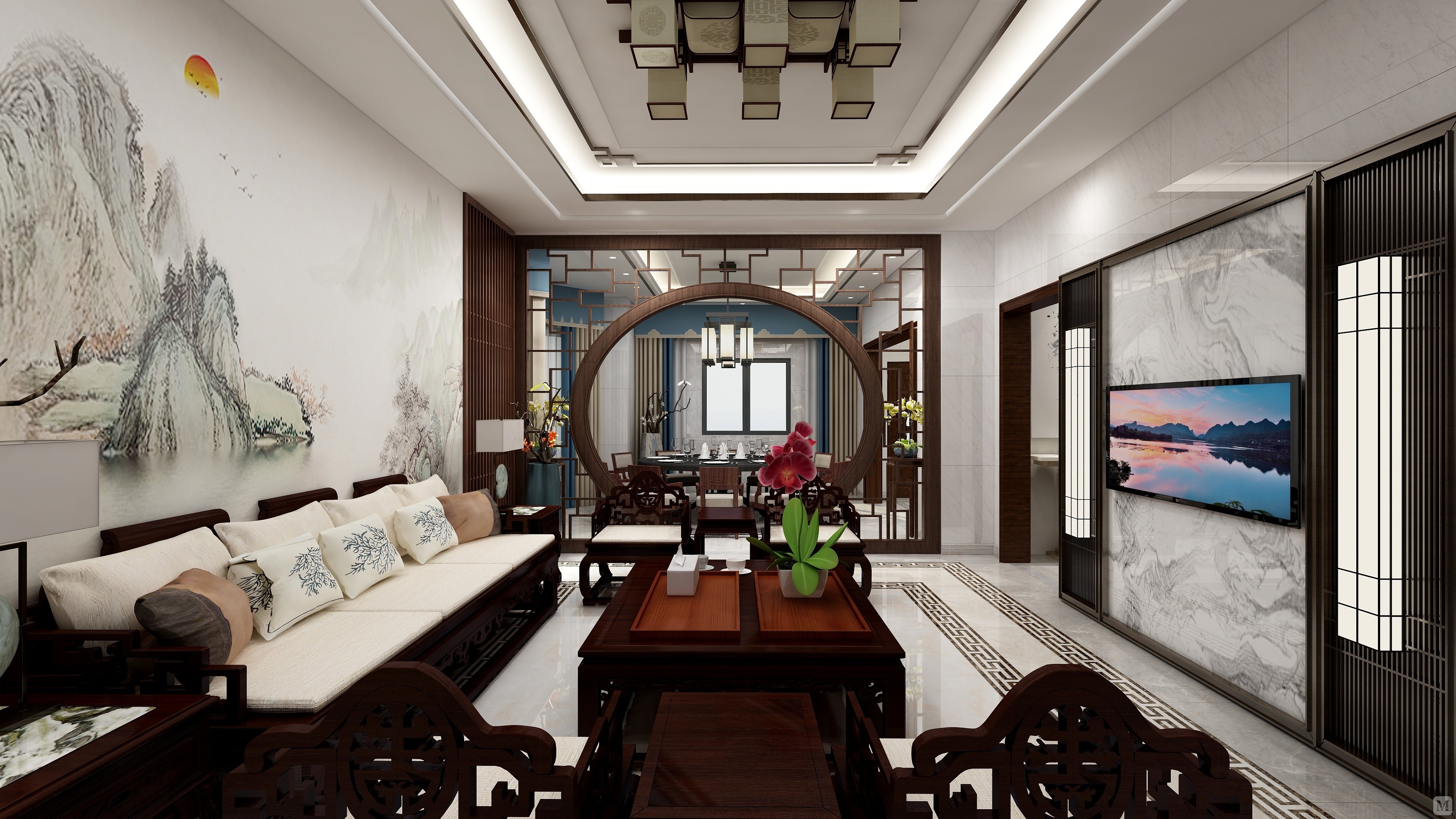 2万200㎡中式别墅装修龙旺康桥丹提