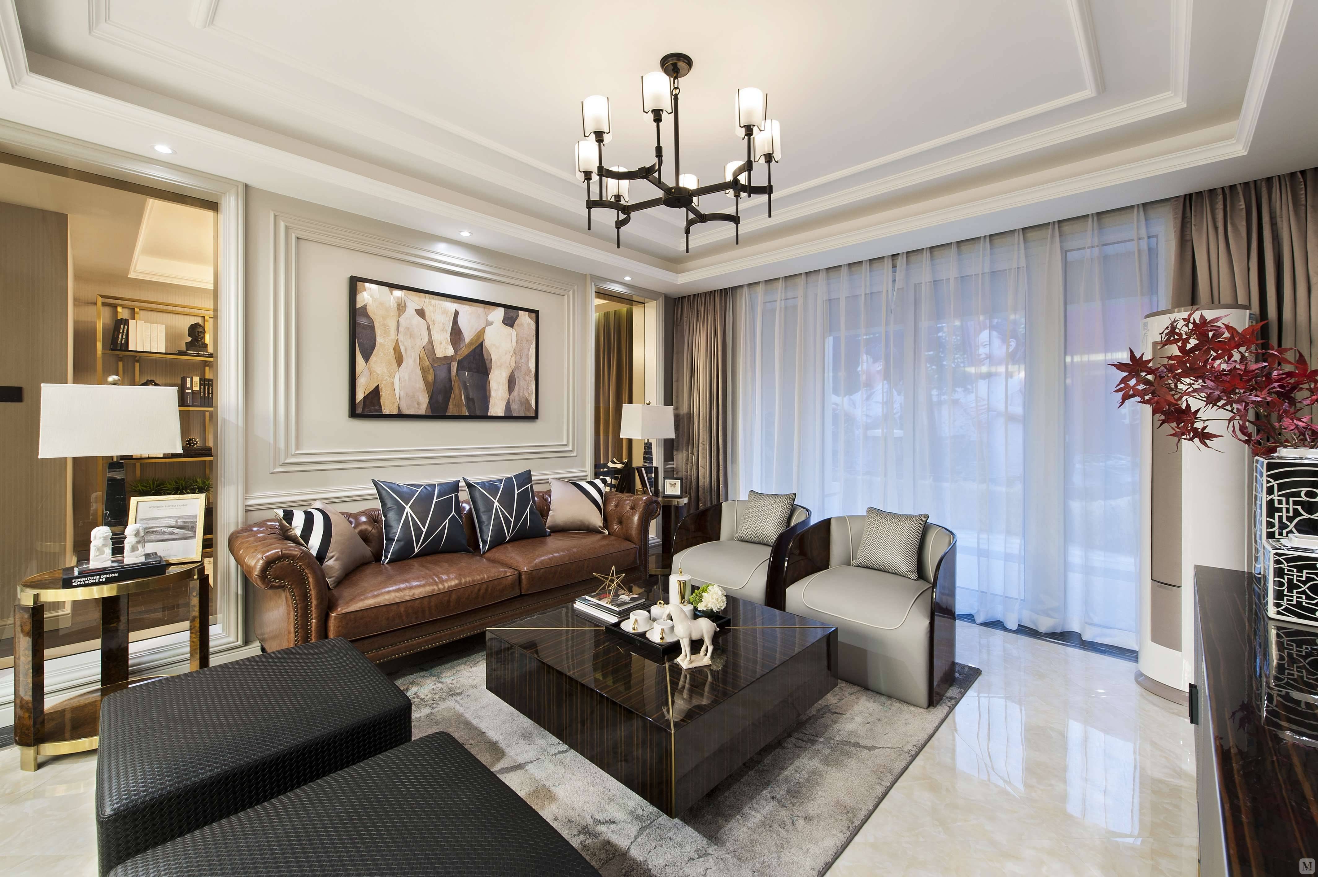 美式客厅背景墙装修效果图