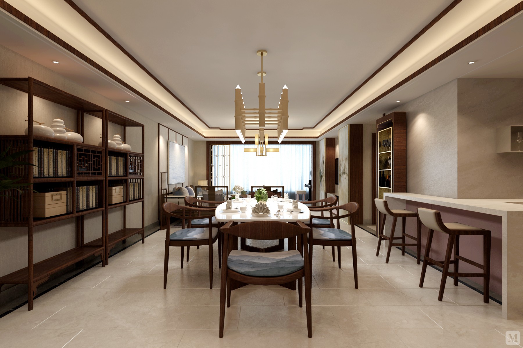 中式餐厅背景墙装修效果图