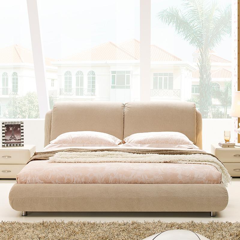 朗乐福 可拆洗布艺床简约现代双人床1.