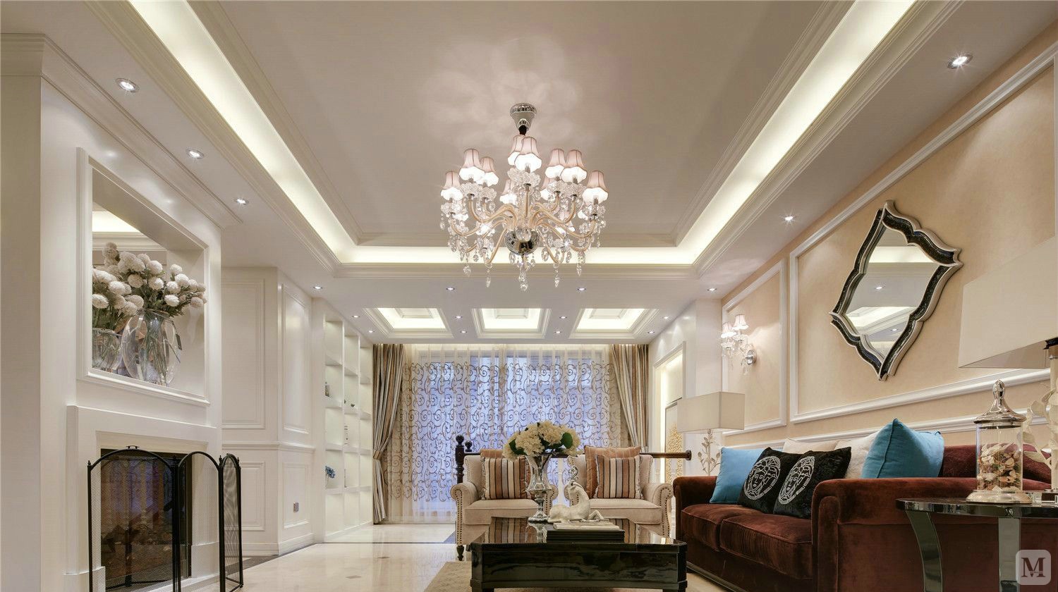 简欧客厅背景墙装修效果图