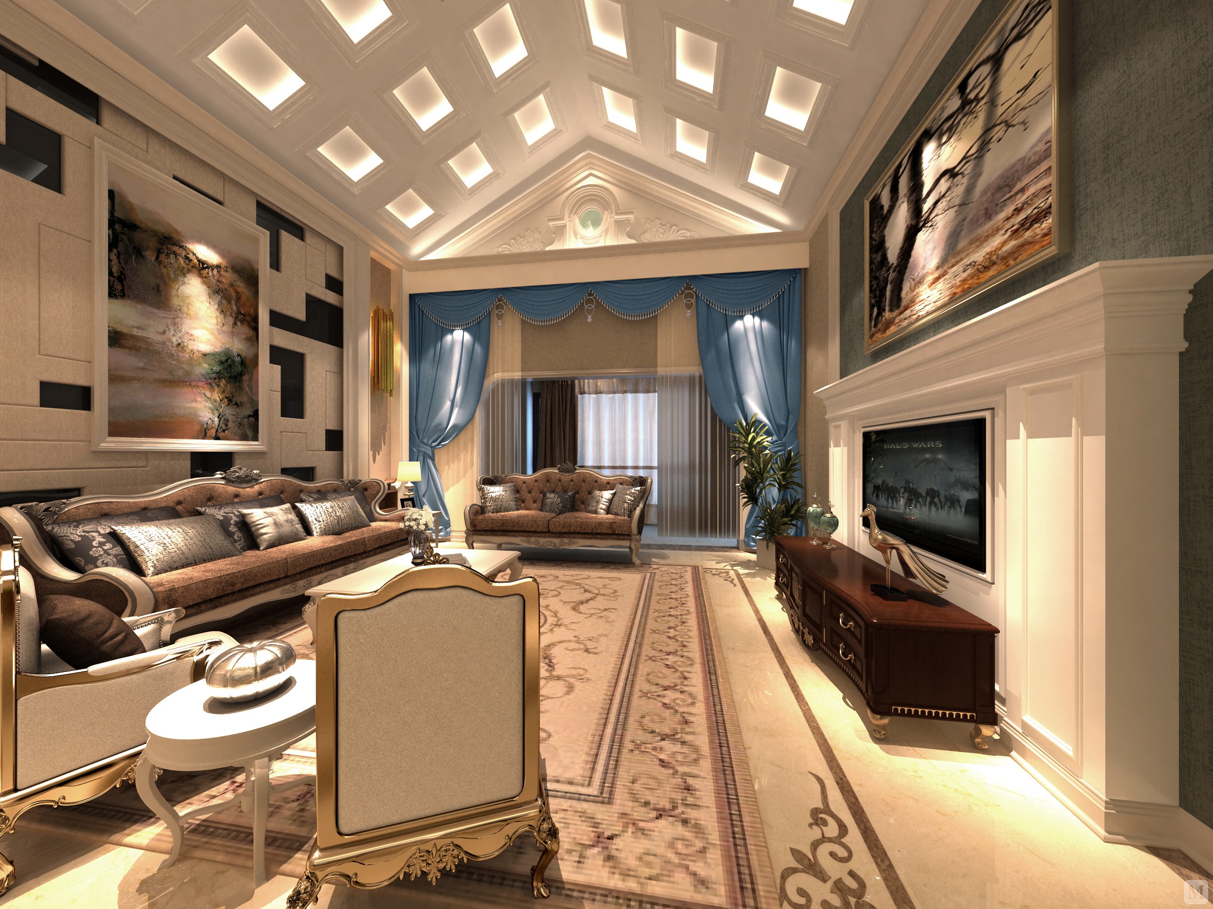 0万210㎡简欧四房装修国山墅(简欧风格)