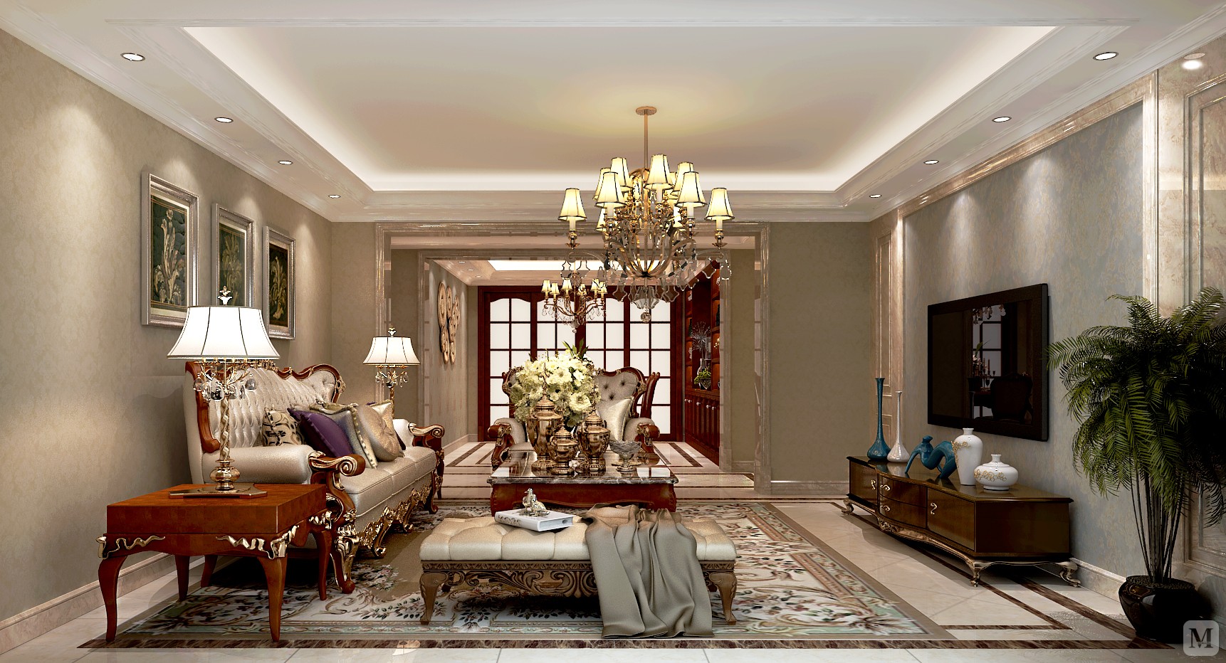 6万138㎡简欧三房装修-低调奢华的欧式新古典风格-红星美凯龙家装效果