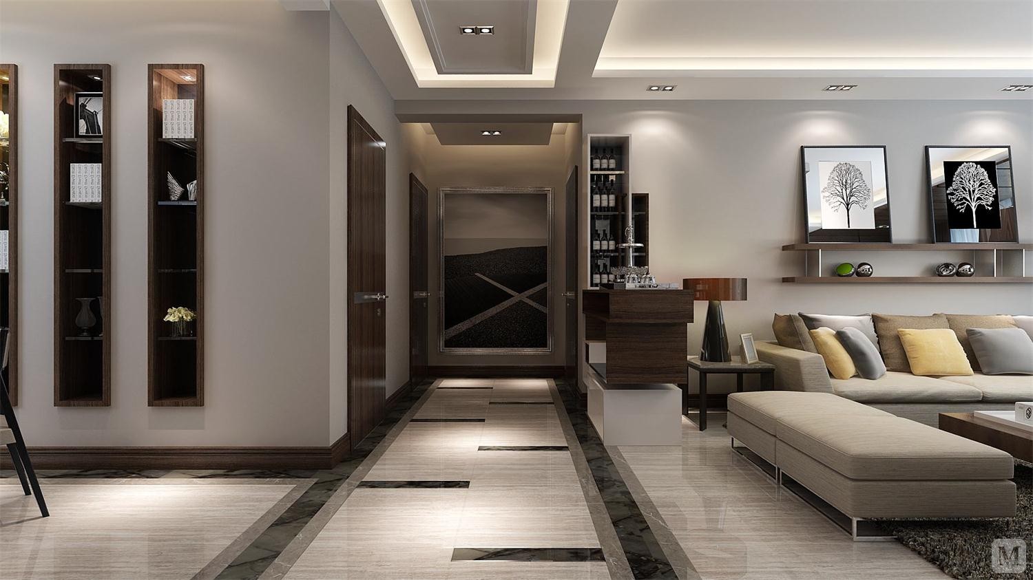 0万160㎡简约四房装修现代风格黑白灰风格