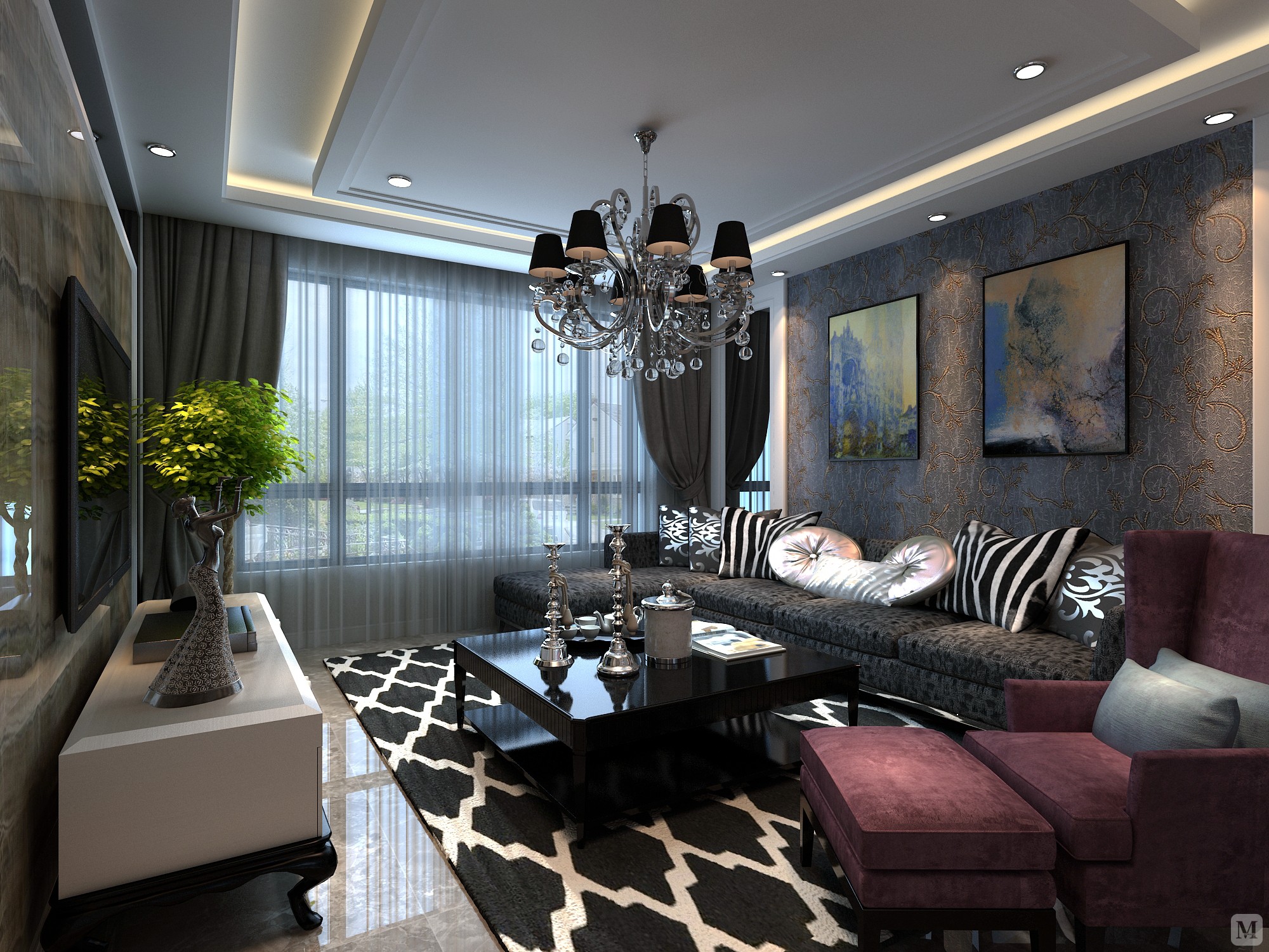 7万125㎡简约二房装修后现代-装修风格