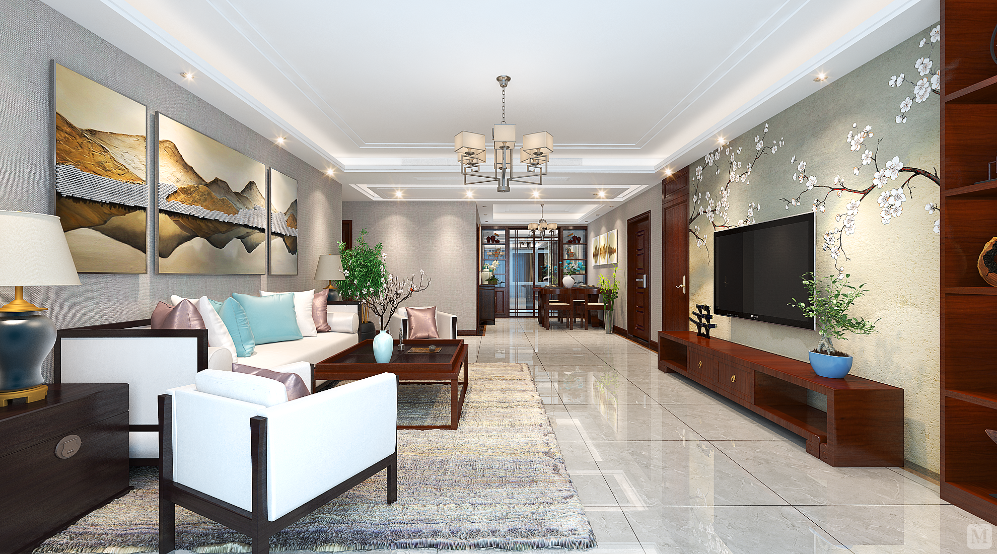 1万180㎡中式三房装修中式风格--南风花园-红星美凯龙家装效果图