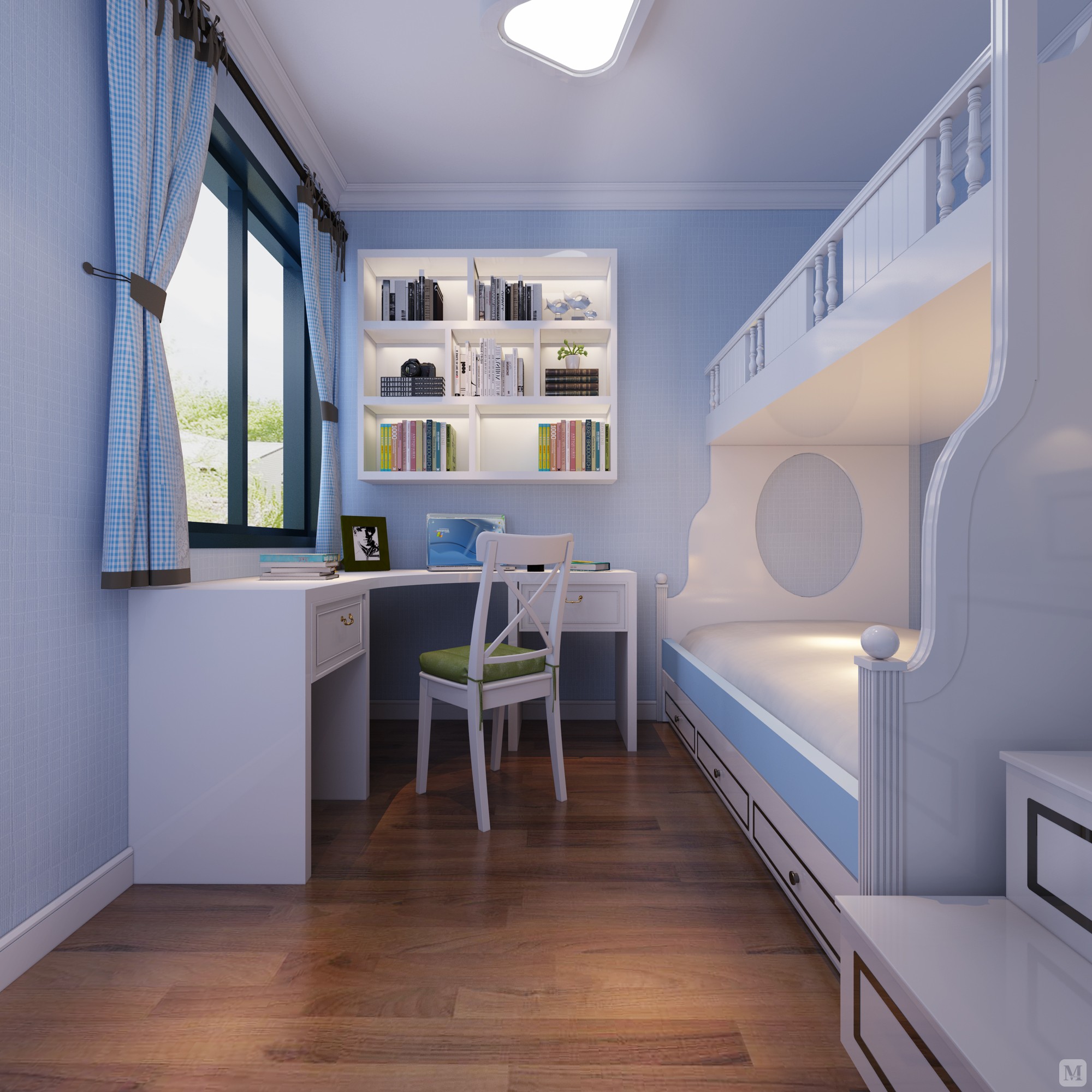 儿童房的设计充满童趣,为了给小朋友充足的活动空间,每一处设计都花了