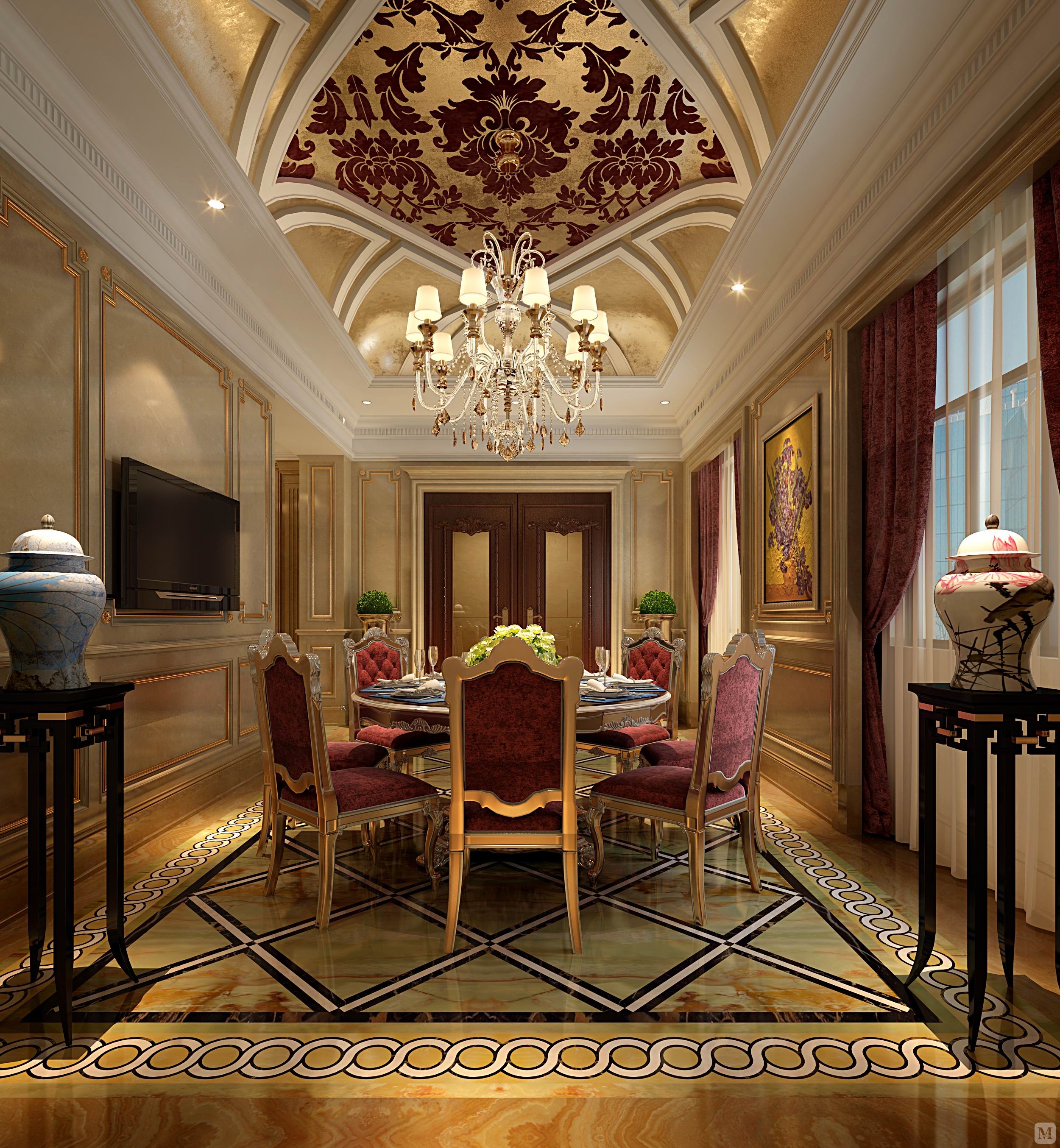 5万450㎡简欧别墅装修东舜湖别墅-古典欧式