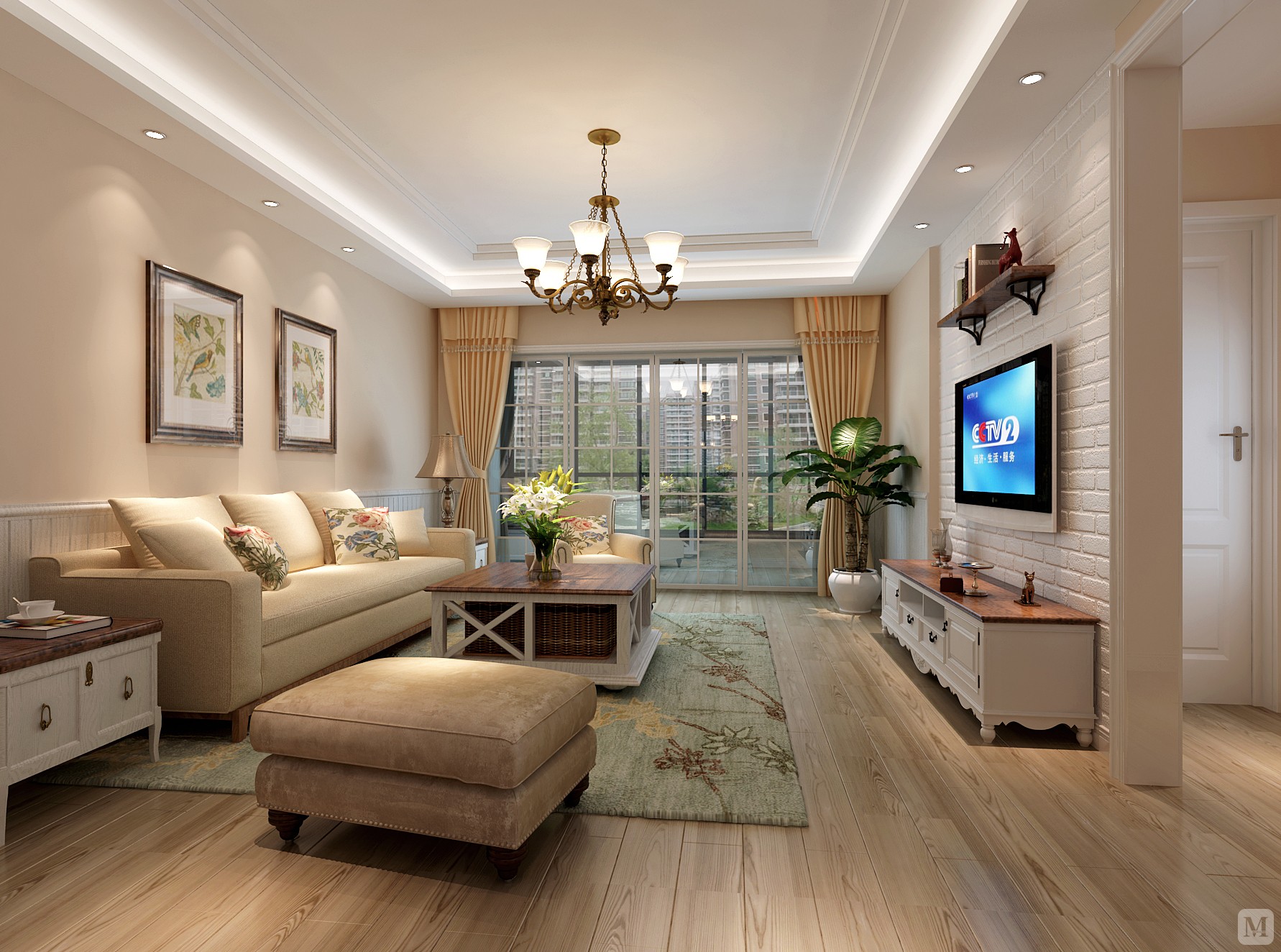 8万120㎡简约四房装修金地澜悦9 现代简约-红星美凯龙家装效果图