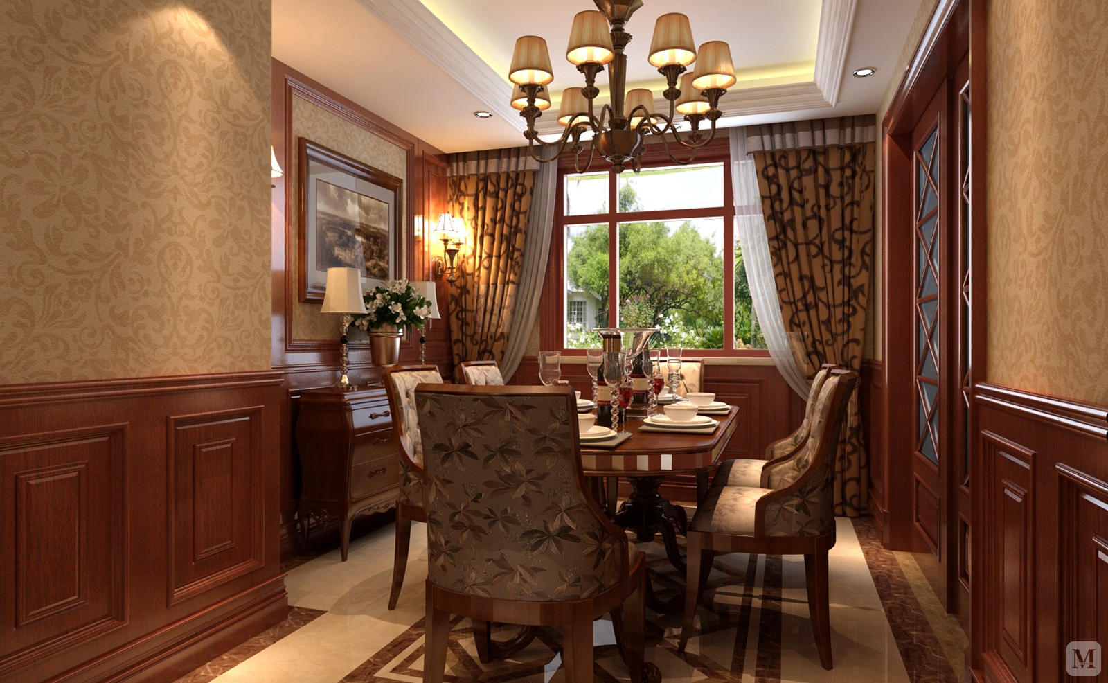 美式餐厅餐桌装修效果图