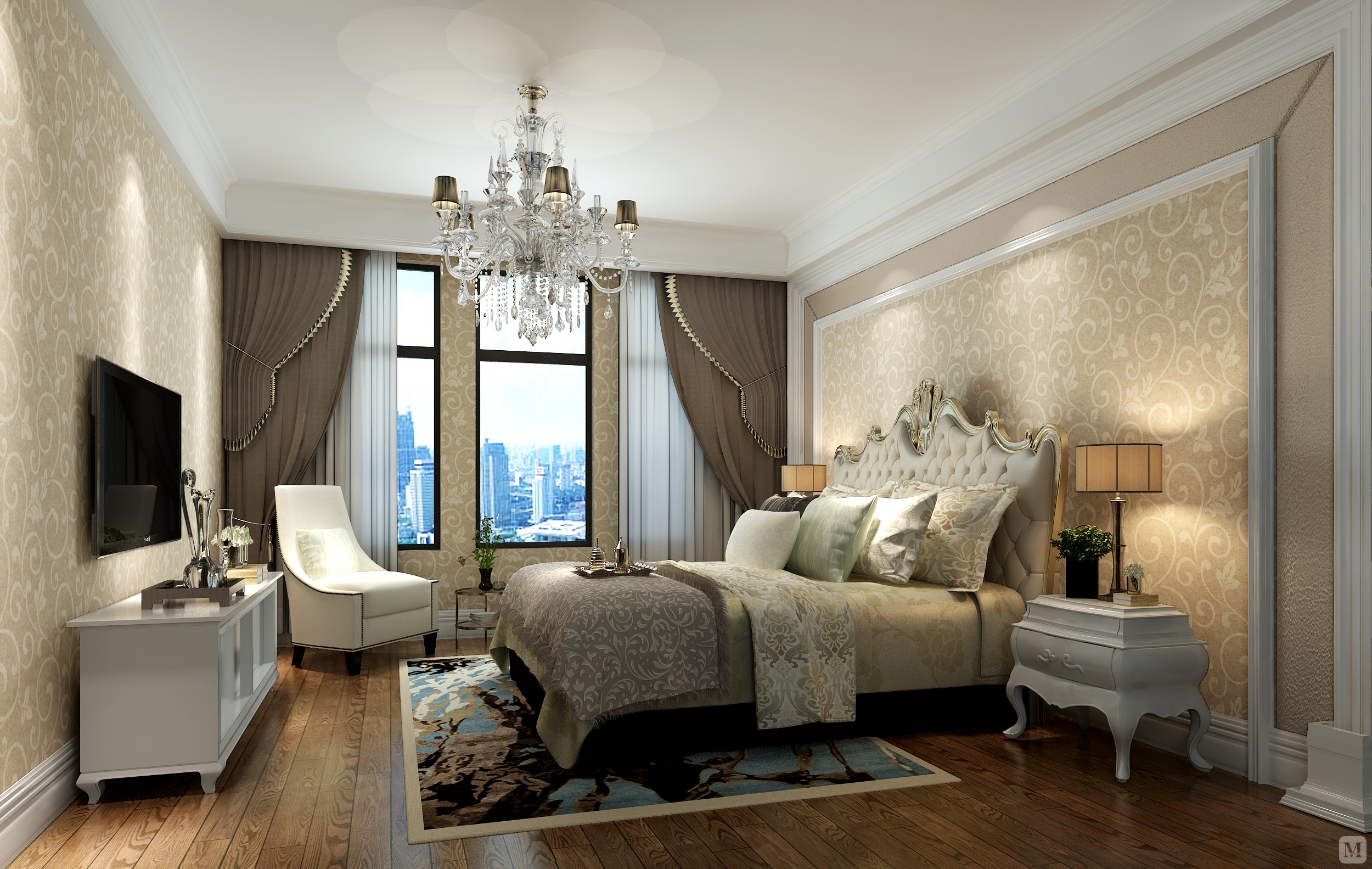 46.1万215㎡简欧四房装修海伦印象-简欧风格-四居室