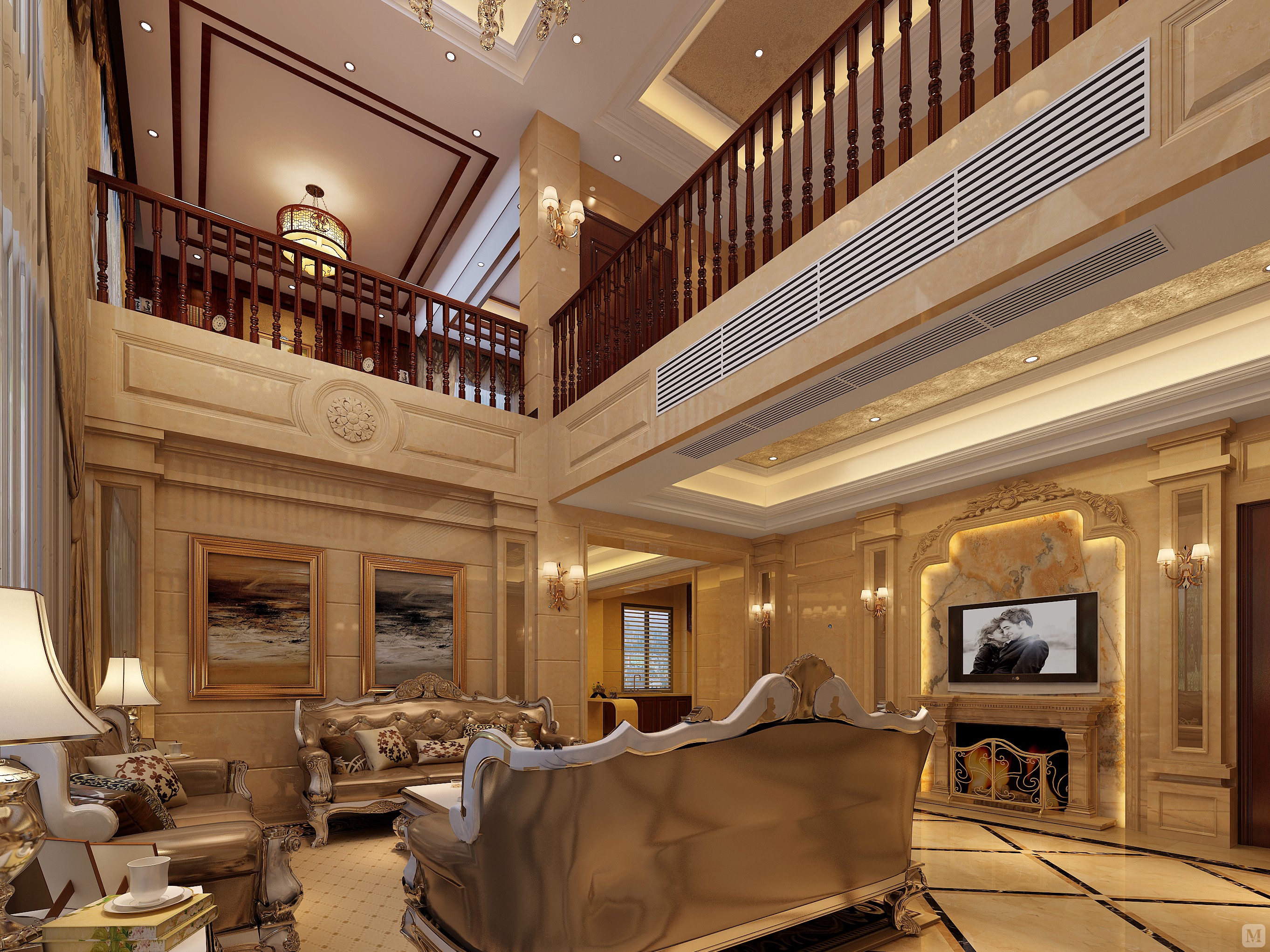 新古典客厅窗帘装修效果图