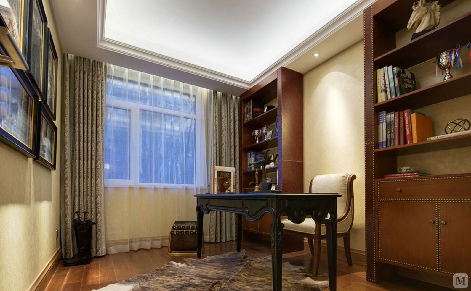 简欧书房窗帘装修效果图