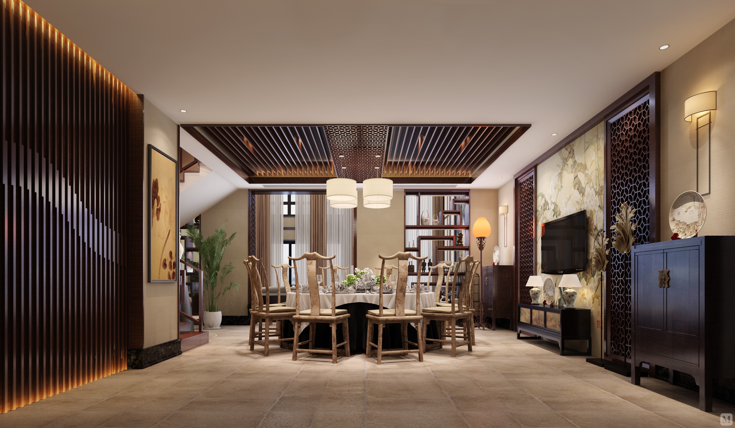 5万410㎡中式复式装修舞水中式别墅鉴赏