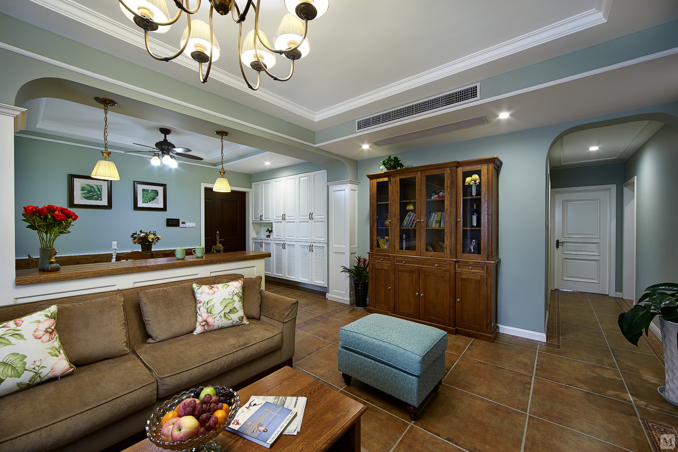 美式客厅窗帘装修效果图