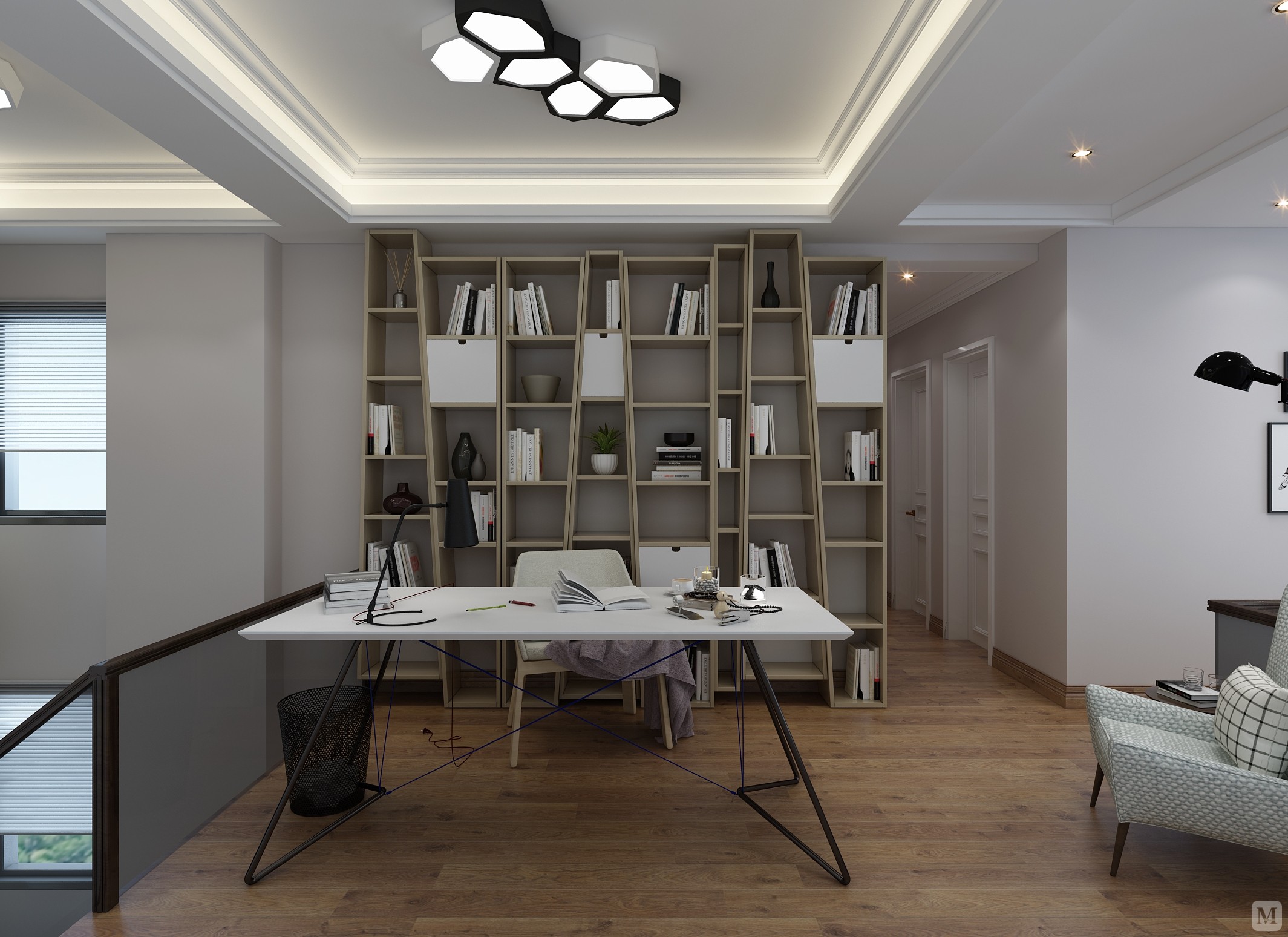 其结构简单实用,建筑结构之间体现内装修风格,没有过多的造型装饰.