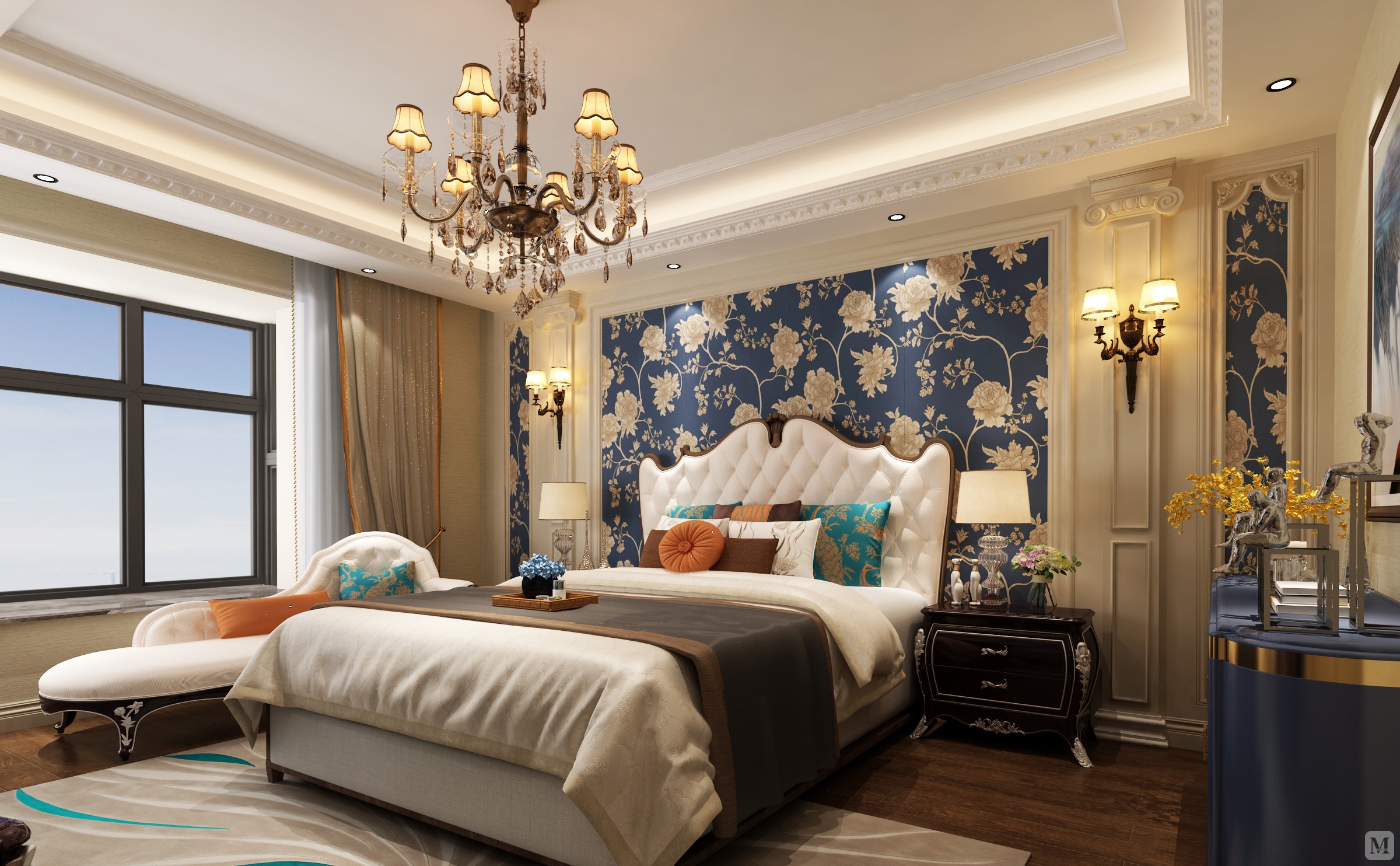 加之后期配饰的点缀,使本案又多了一些极具贵族气质的artdeco风格